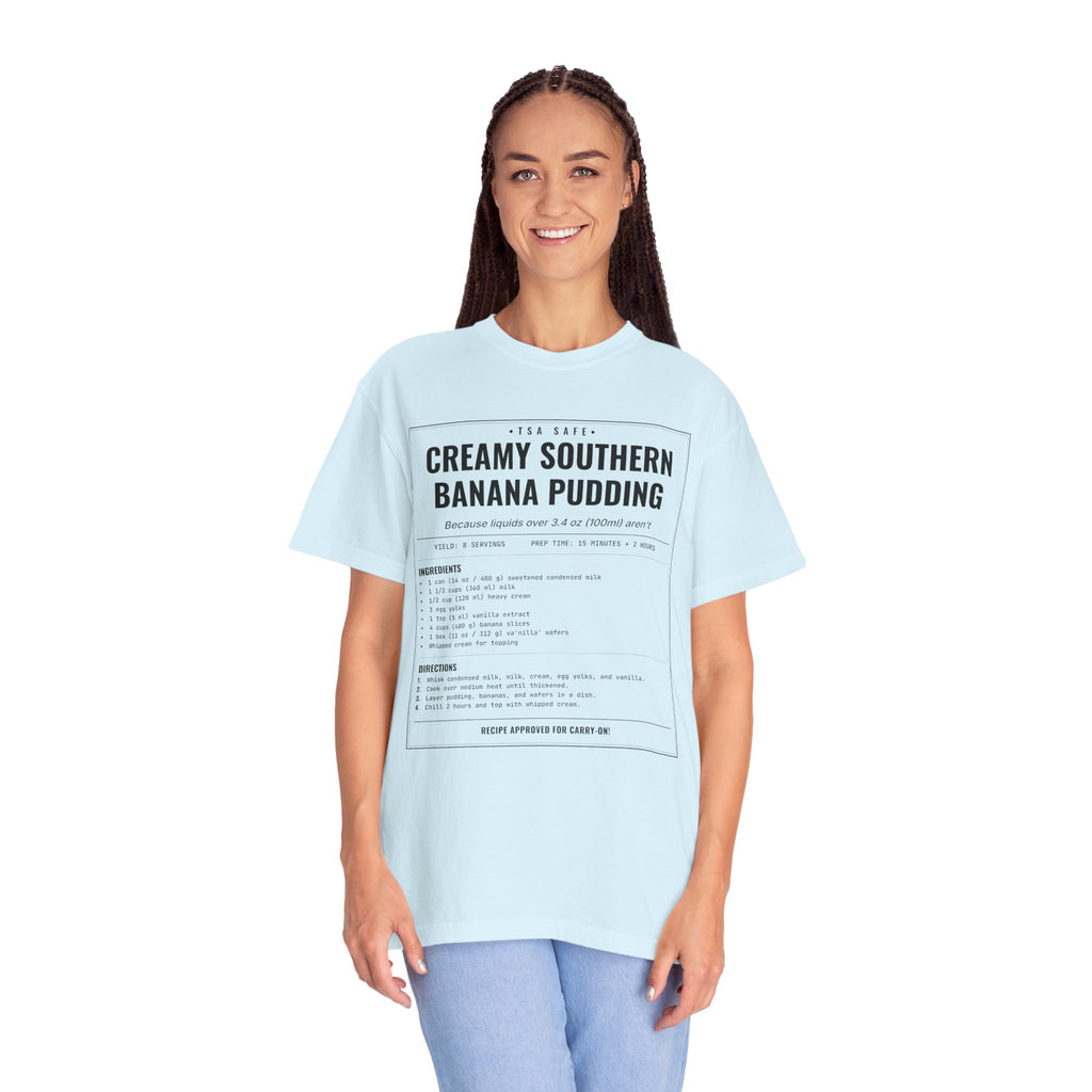 Creamy Southern Banana Pudding | Vintage Recipe Card T-Shirt — Black Ink