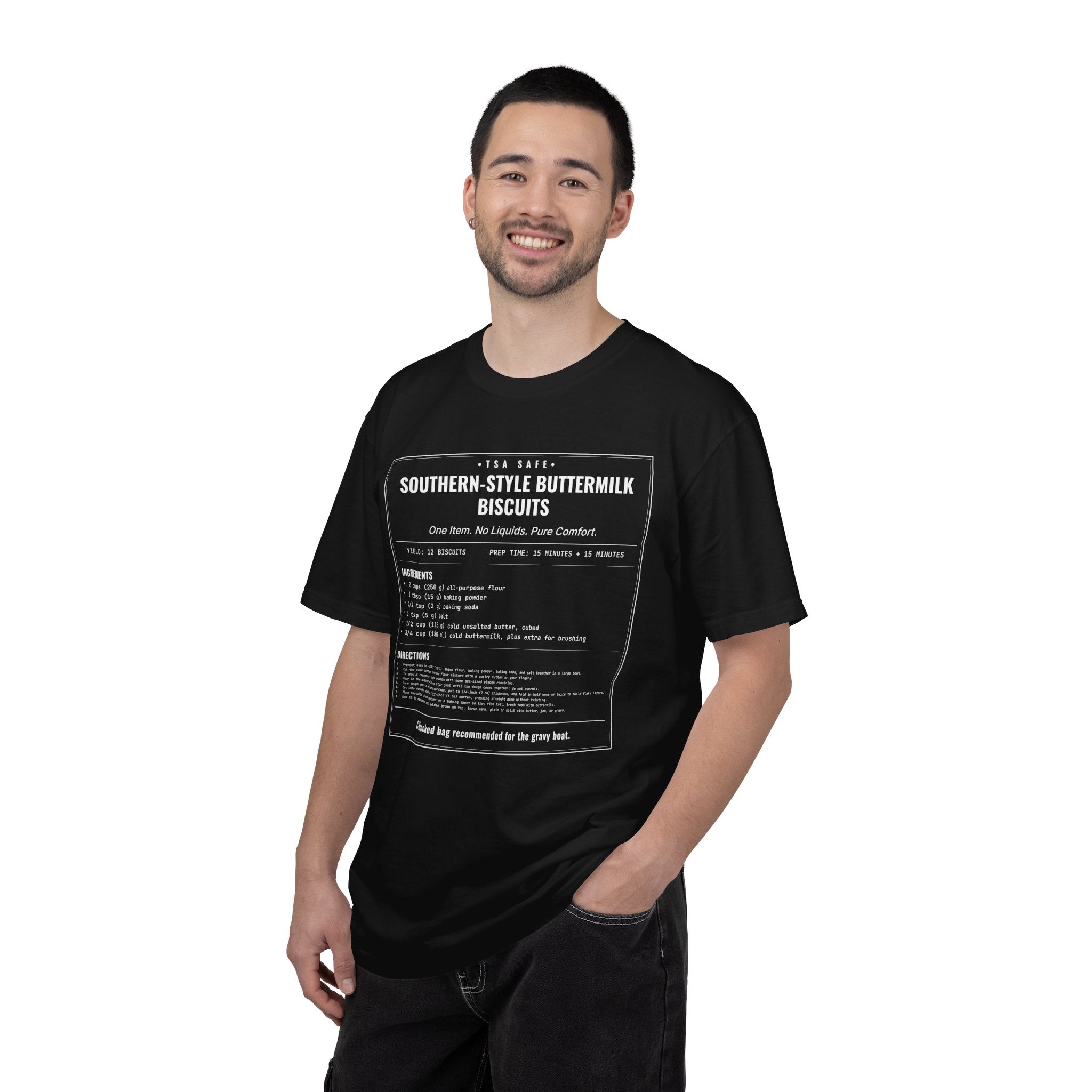Southern Style Buttermilk Biscuits | Vintage Recipe Card T-Shirt — White Ink