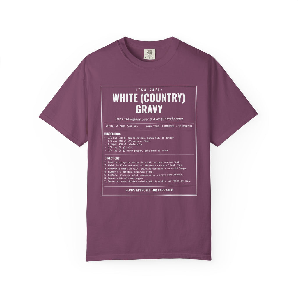 White Country Gravy | Vintage Recipe Card T-Shirt — White Ink