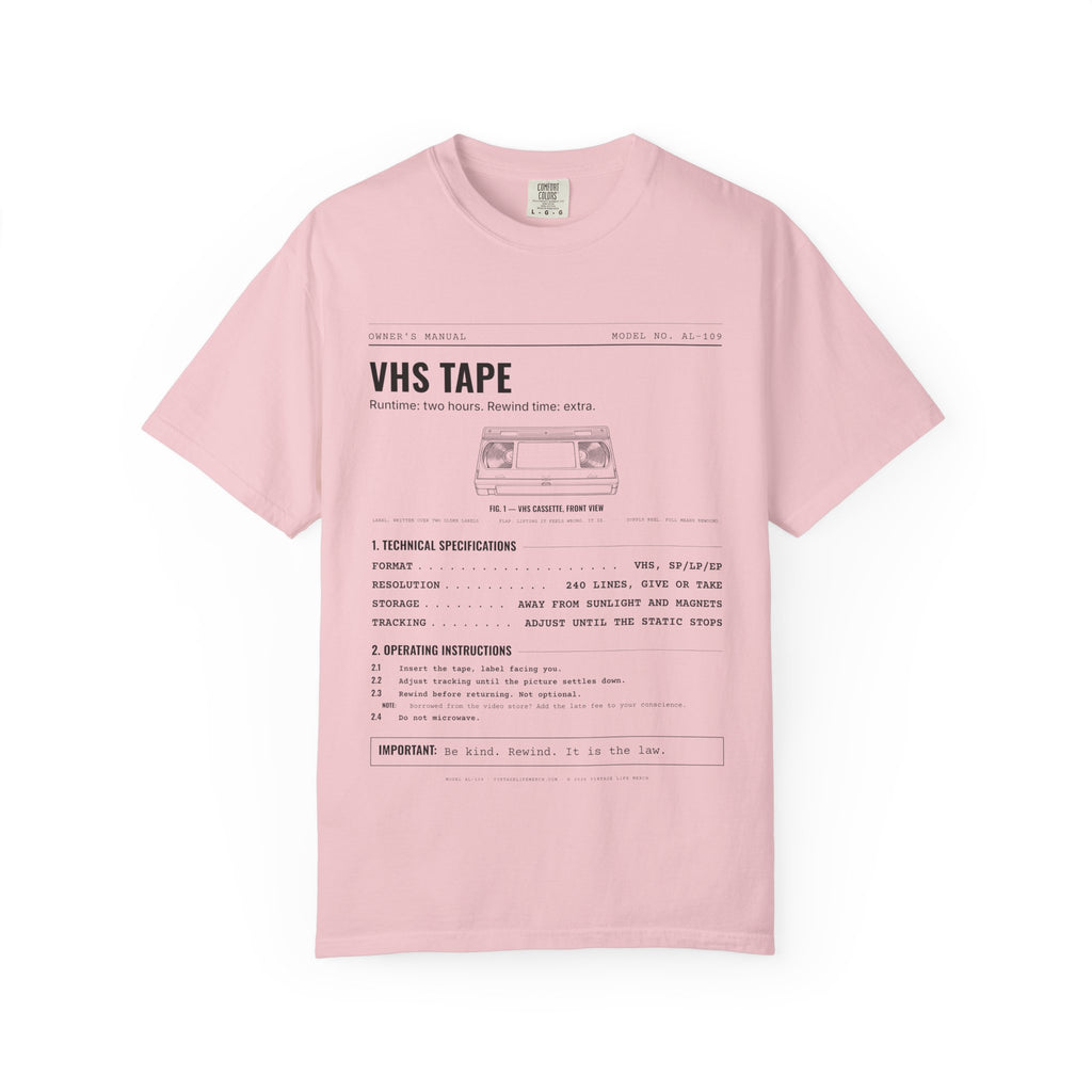 VHS Tape Spec Sheet Shirt | Analog Life Vintage Tee in Blossom