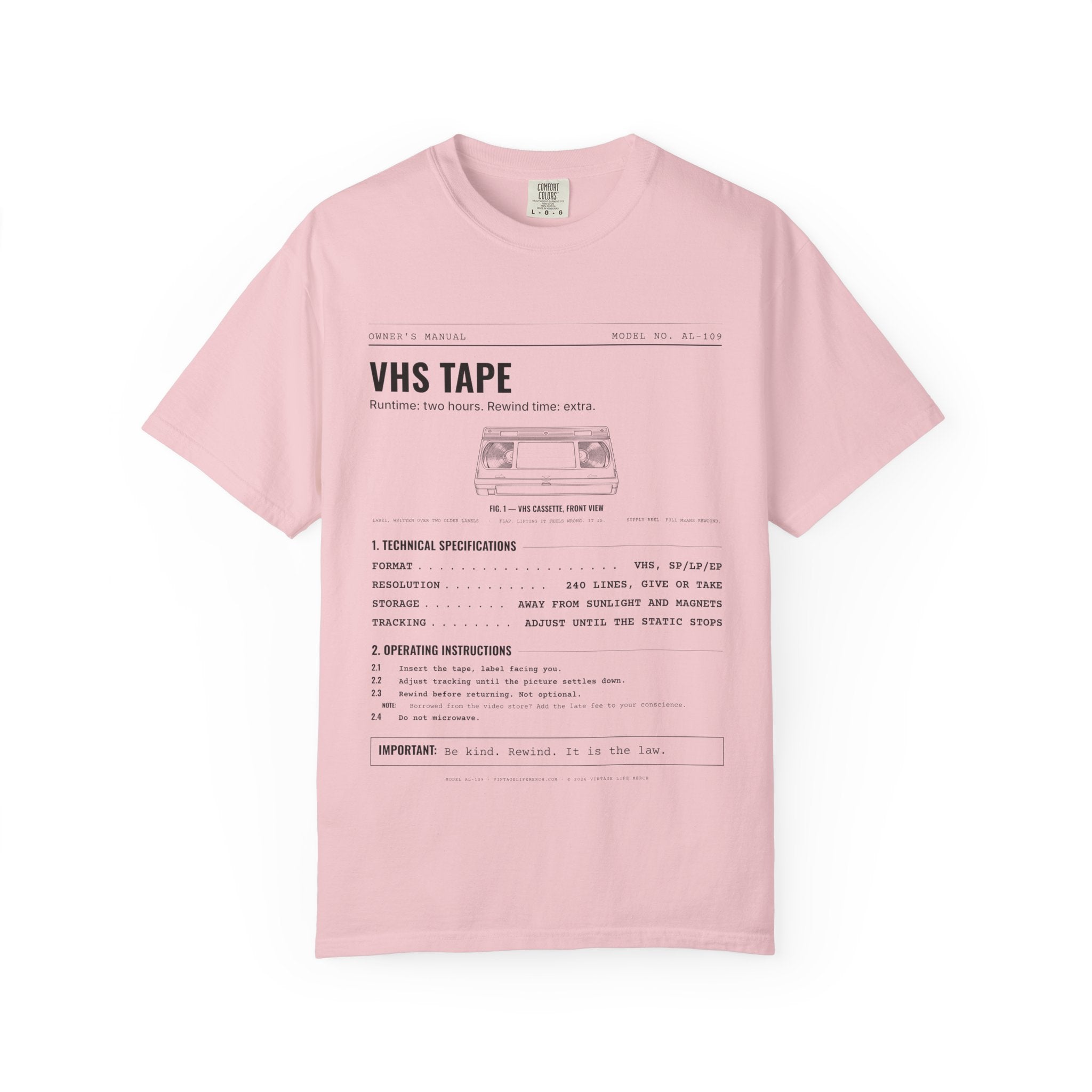 VHS Tape Spec Sheet Shirt | Analog Life Vintage Tee in Blossom