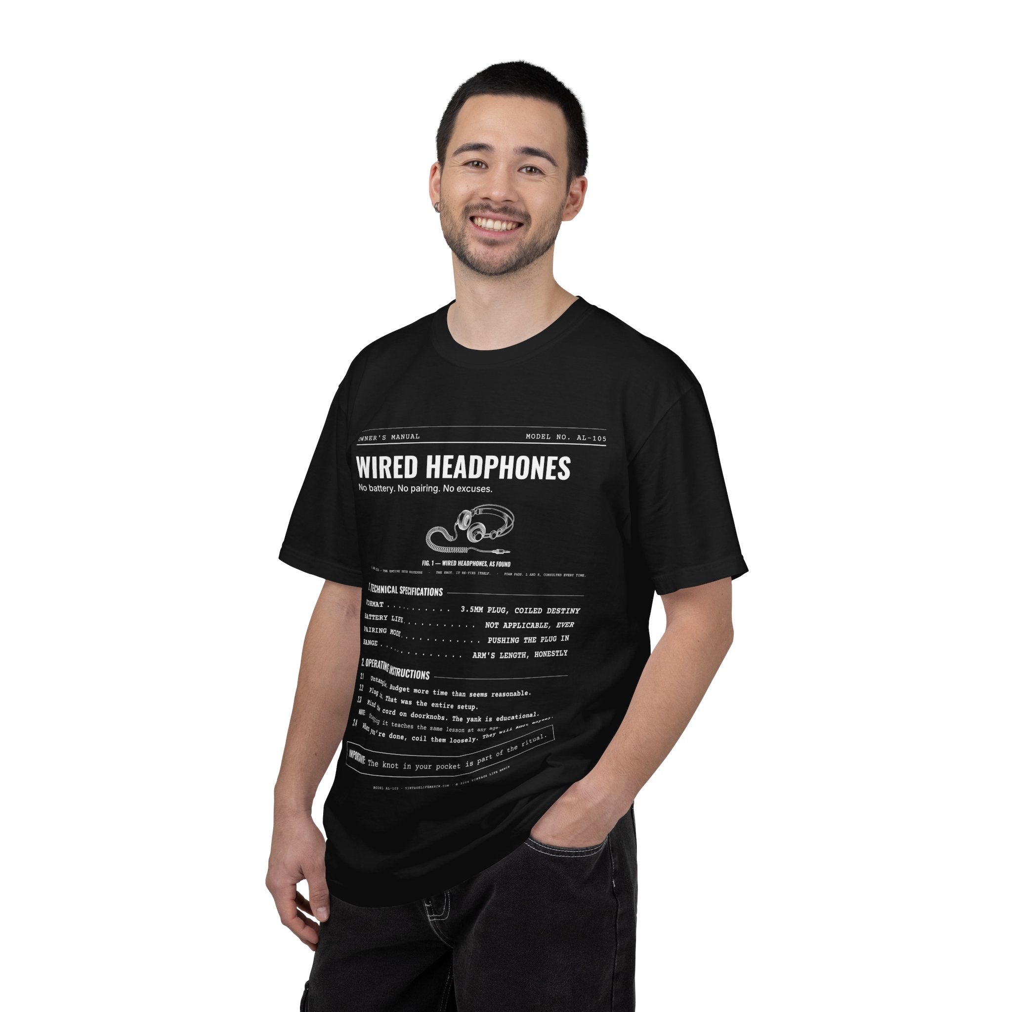 Wired Headphones Spec Sheet Shirt | Analog Life Vintage Tee