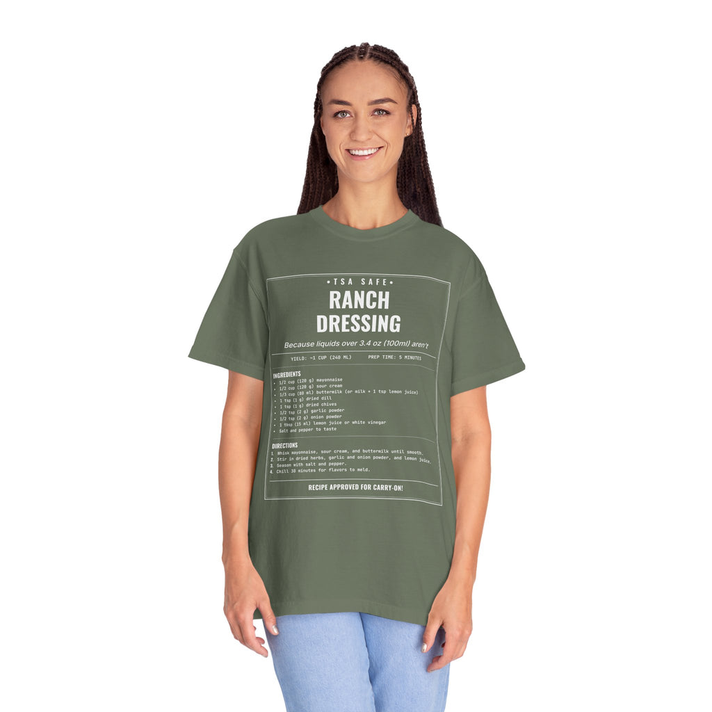 TSA-Safe Ranch Dressing | Vintage Recipe Card T-Shirt — White Ink