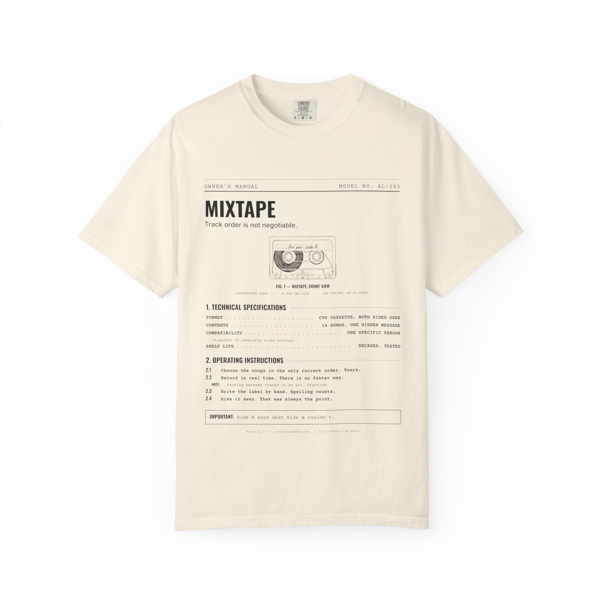 Mixtape Spec Sheet Shirt | Analog Life Vintage Tee in Ivory