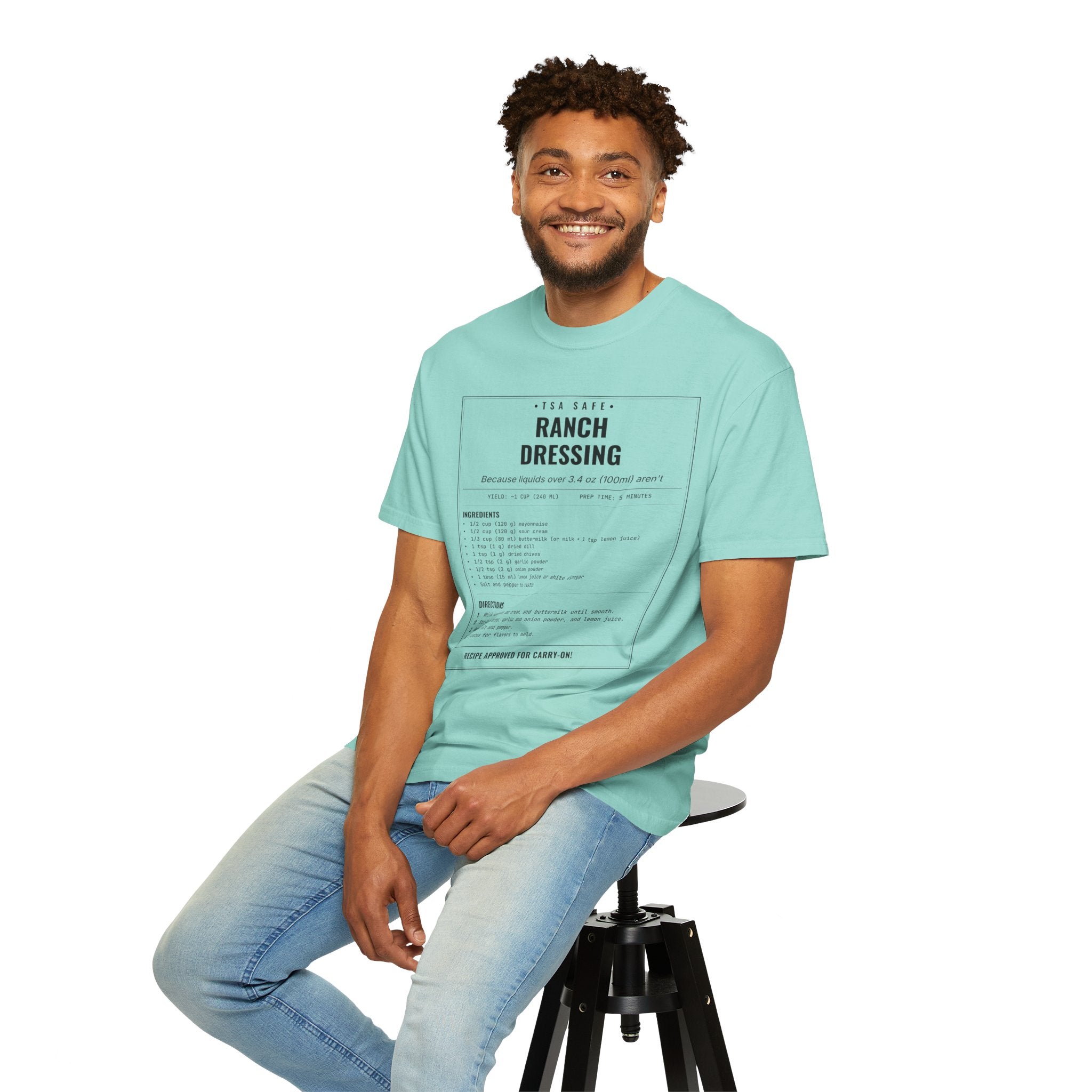 TSA-Safe Ranch Dressing | Vintage Recipe Card T-Shirt — Black Ink