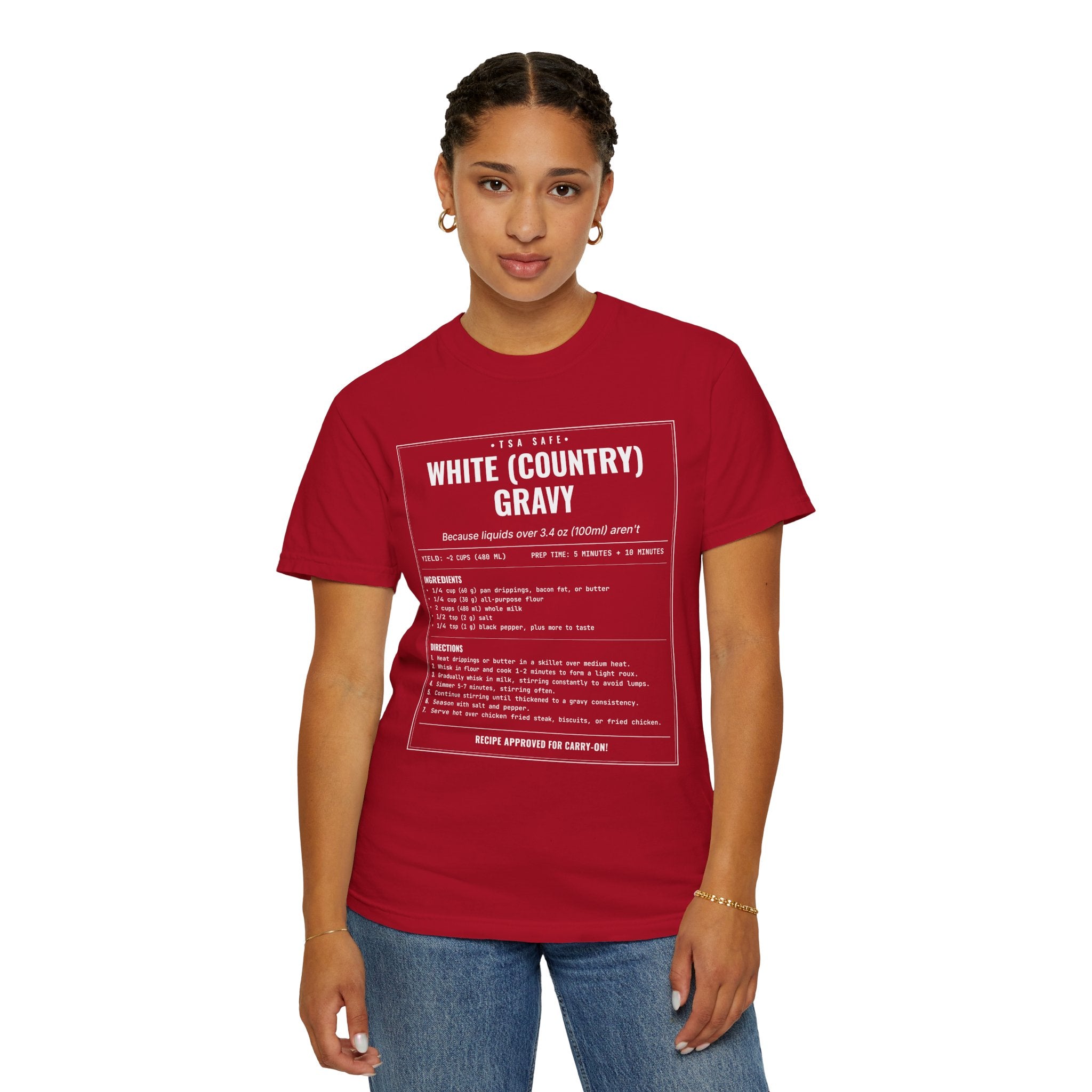 White Country Gravy | Vintage Recipe Card T-Shirt — White Ink