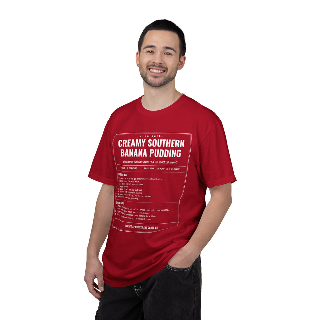 Creamy Southern Banana Pudding | Vintage Recipe Card T-Shirt — White Ink