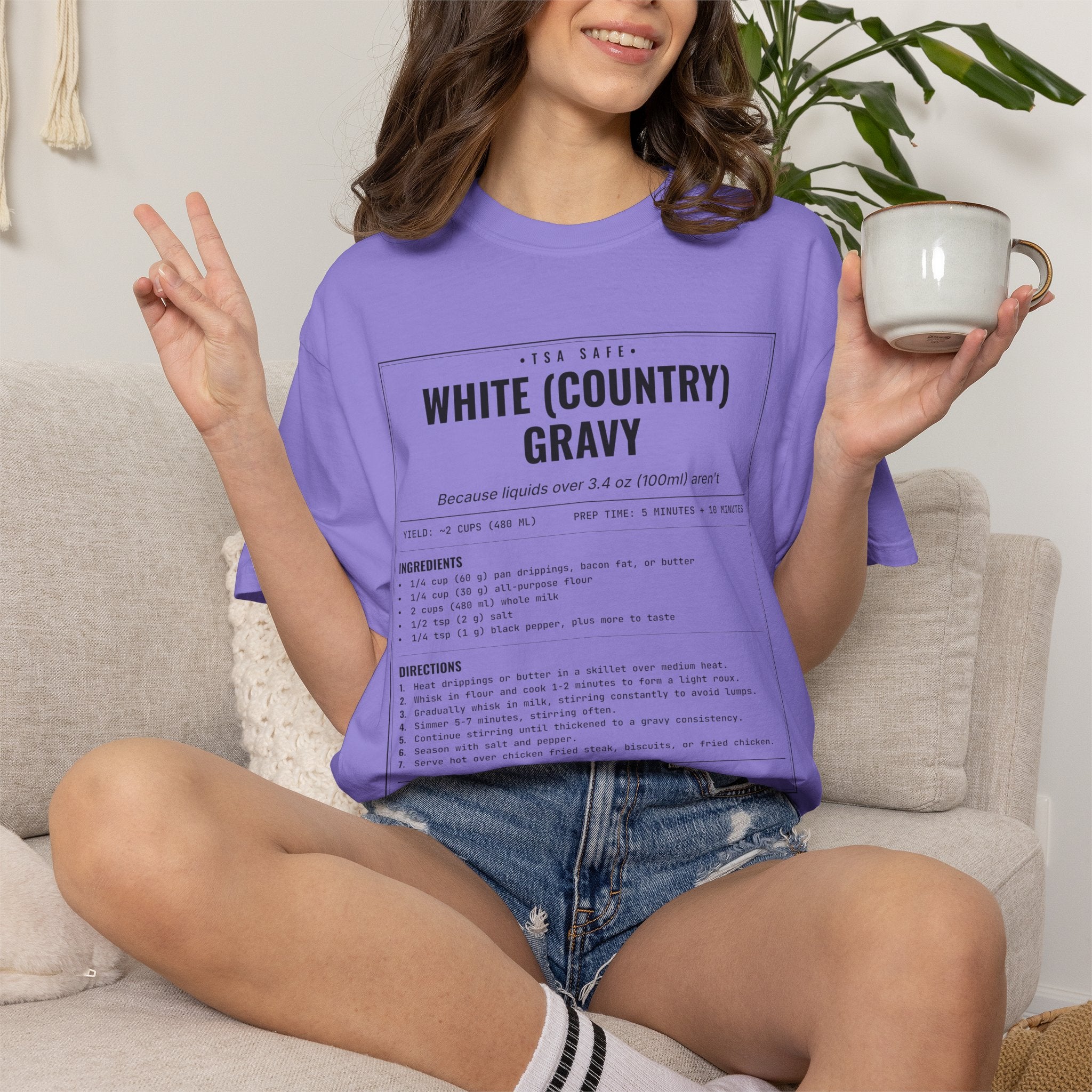 White Country Gravy | Vintage Recipe Card T-Shirt — Black Ink