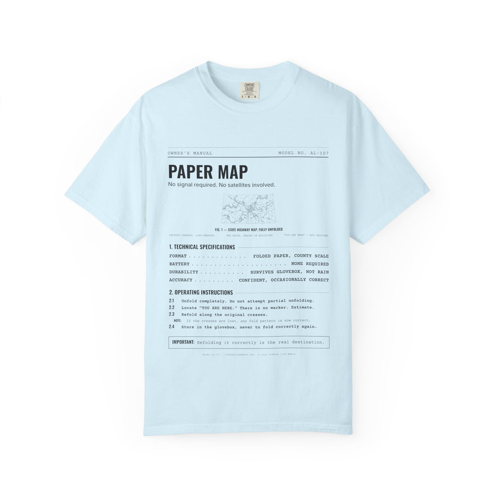 Paper Map Spec Sheet Shirt | Analog Life Vintage Tee in Chambray