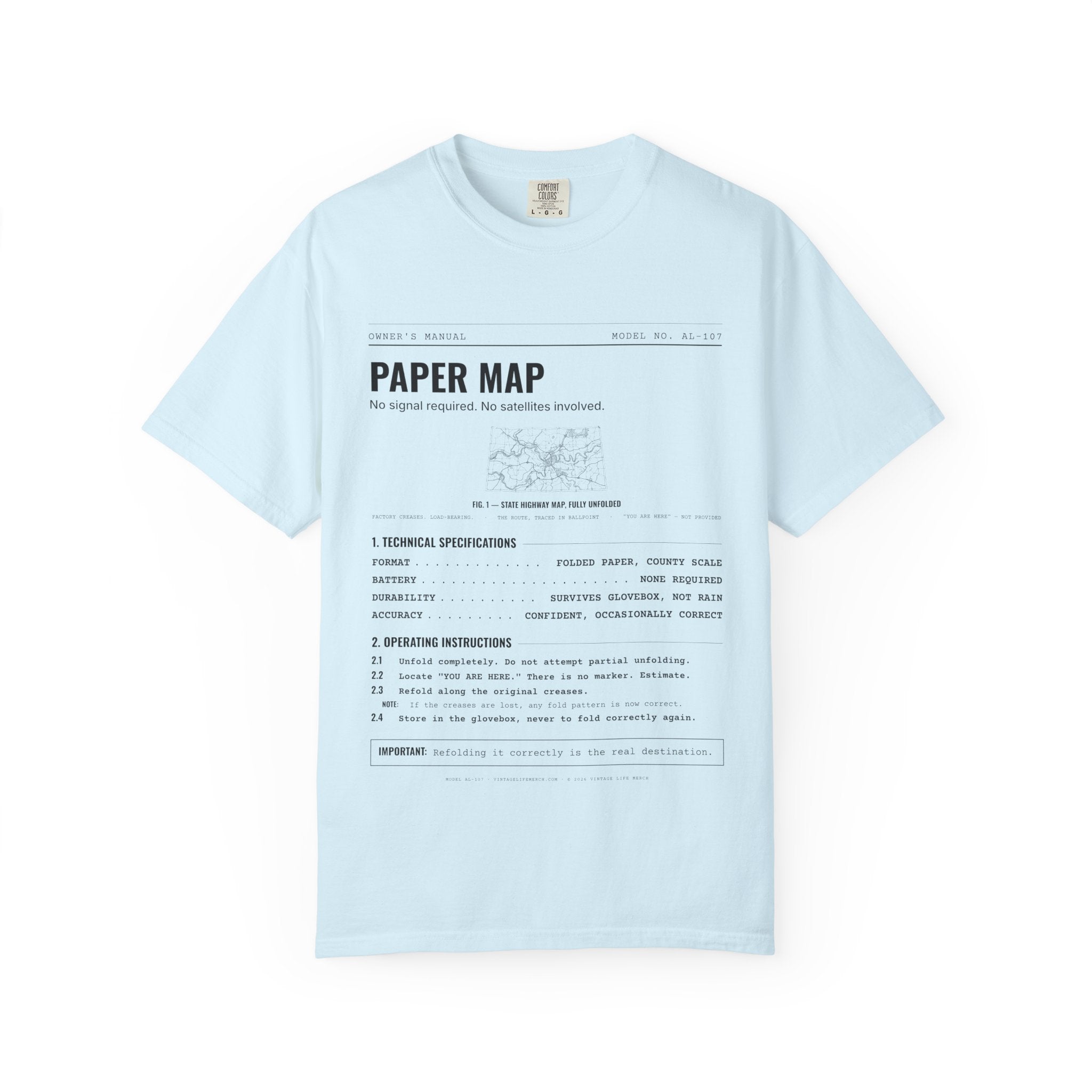 Paper Map Spec Sheet Shirt | Analog Life Vintage Tee in Chambray