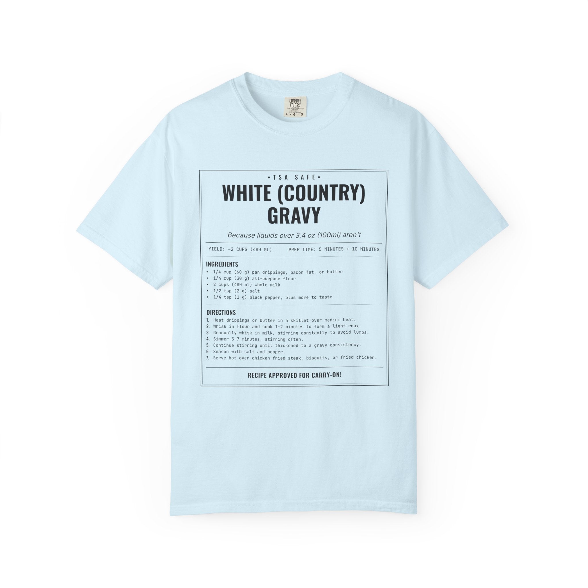 White Country Gravy | Vintage Recipe Card T-Shirt — Black Ink