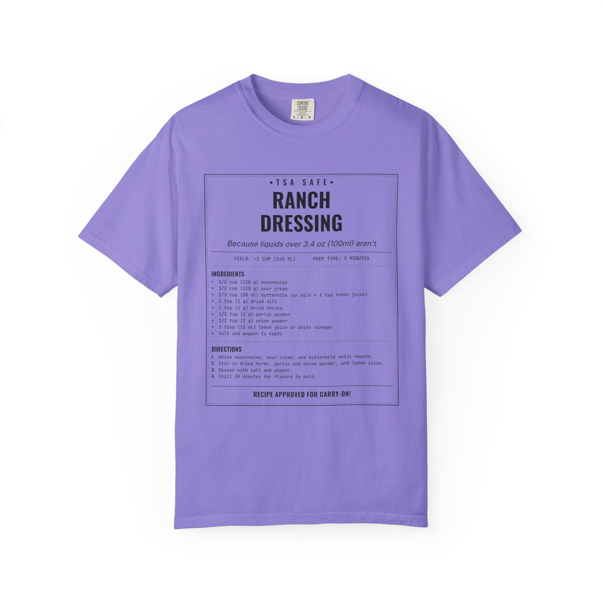 TSA-Safe Ranch Dressing | Vintage Recipe Card T-Shirt — Black Ink