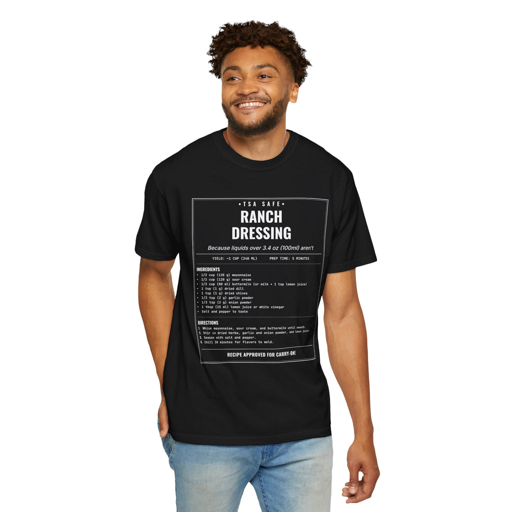 TSA-Safe Ranch Dressing | Vintage Recipe Card T-Shirt — White Ink