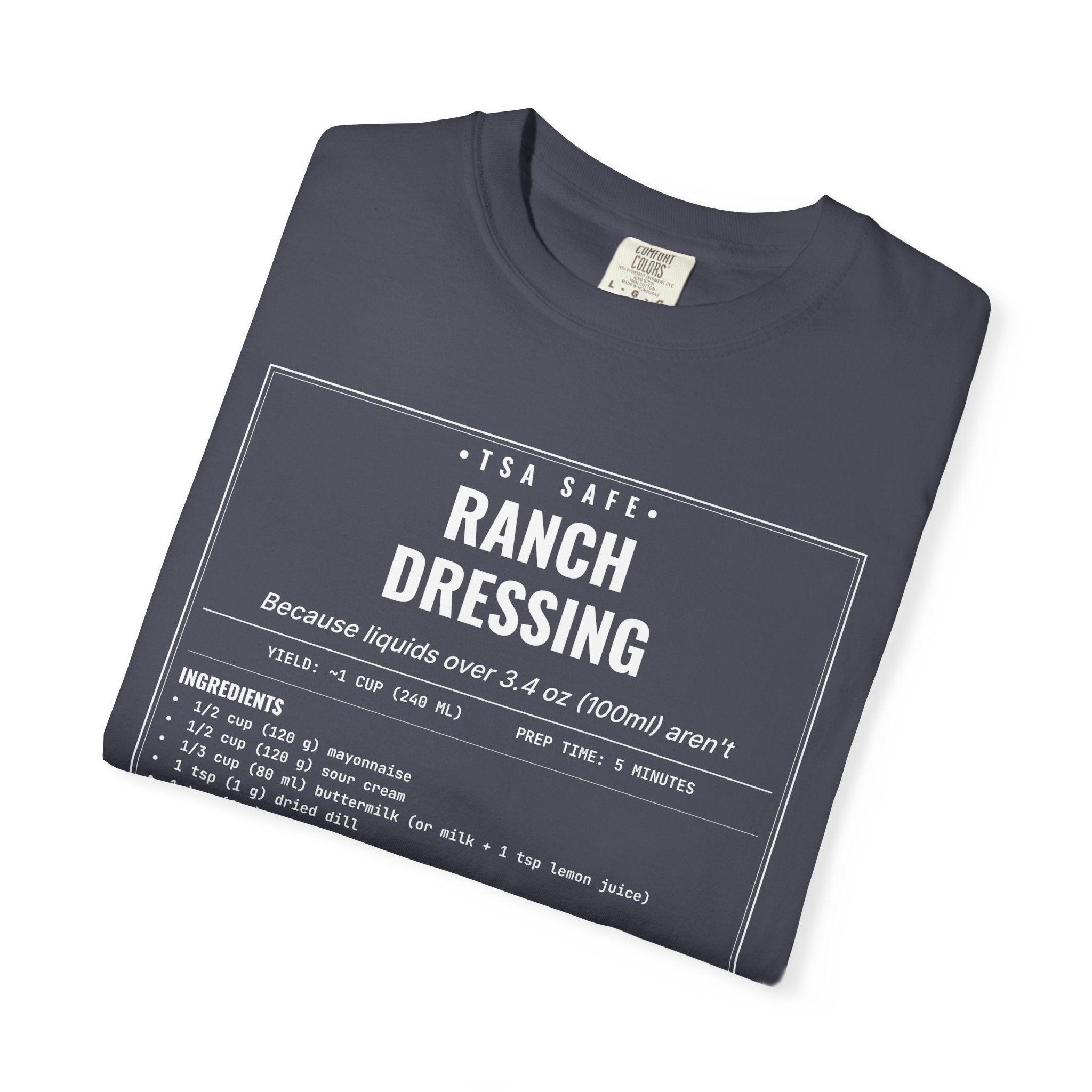 TSA-Safe Ranch Dressing | Vintage Recipe Card T-Shirt — White Ink