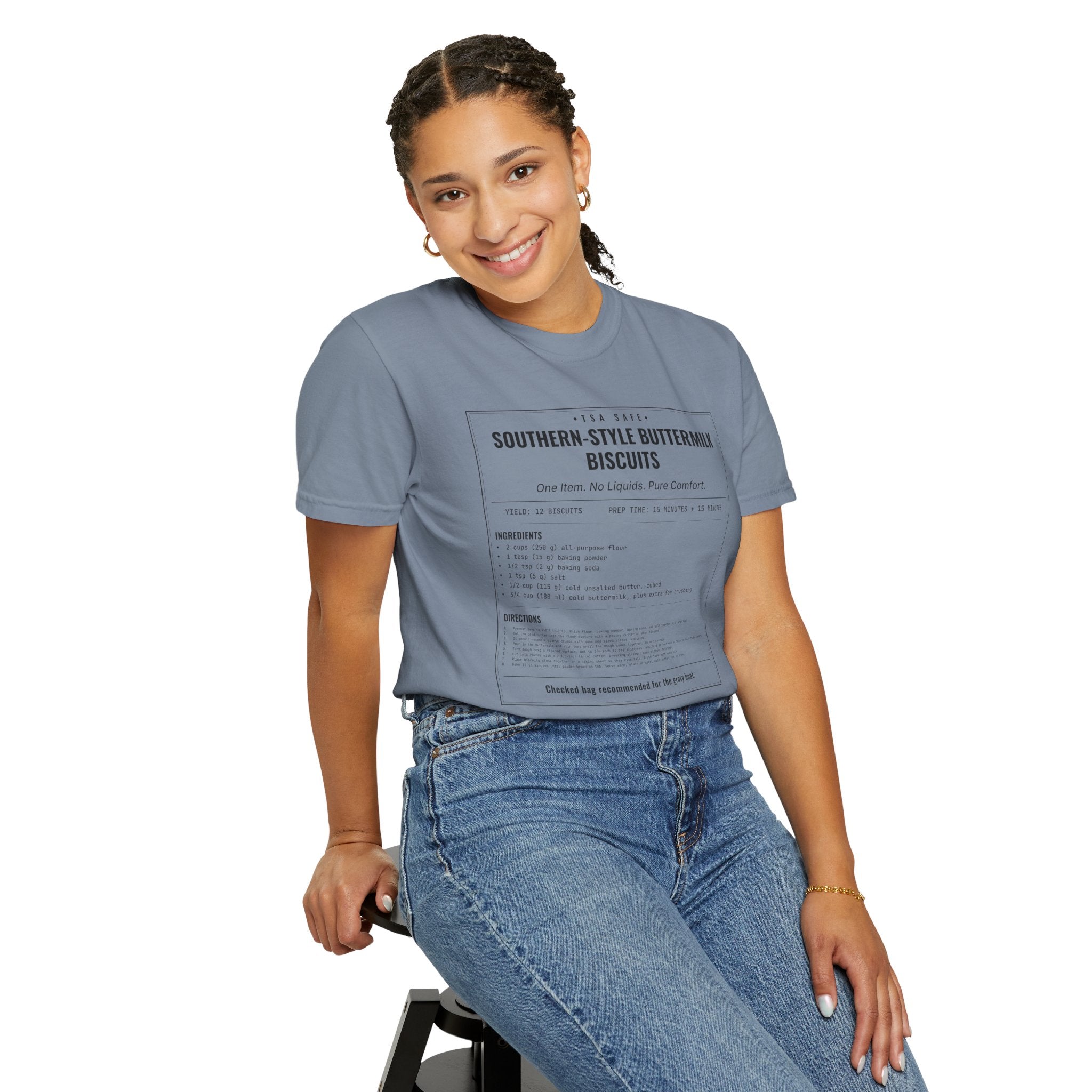 Southern Style Buttermilk Biscuits | Vintage Recipe Card T-Shirt — Black Ink