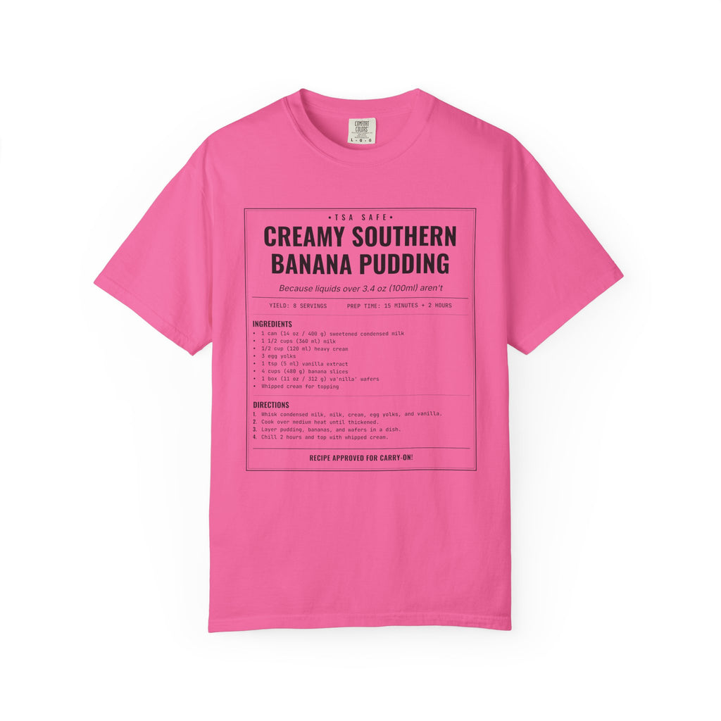 Creamy Southern Banana Pudding | Vintage Recipe Card T-Shirt — Black Ink