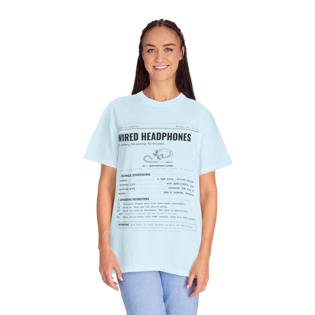 Wired Headphones Spec Sheet Shirt | Analog Life Vintage Tee