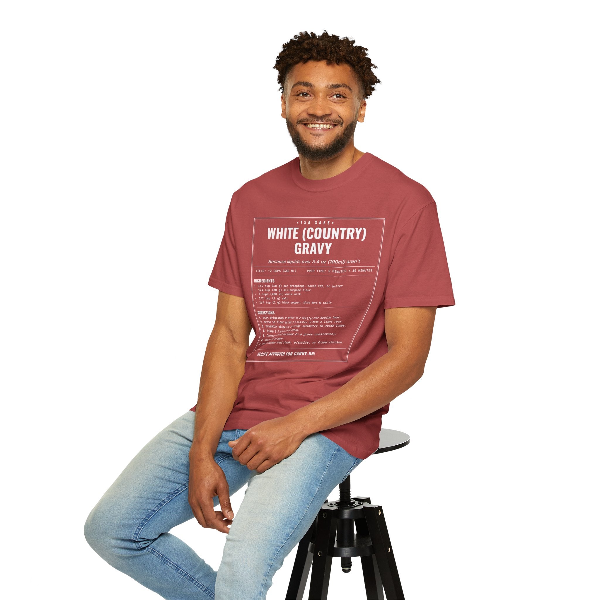 White Country Gravy | Vintage Recipe Card T-Shirt — White Ink