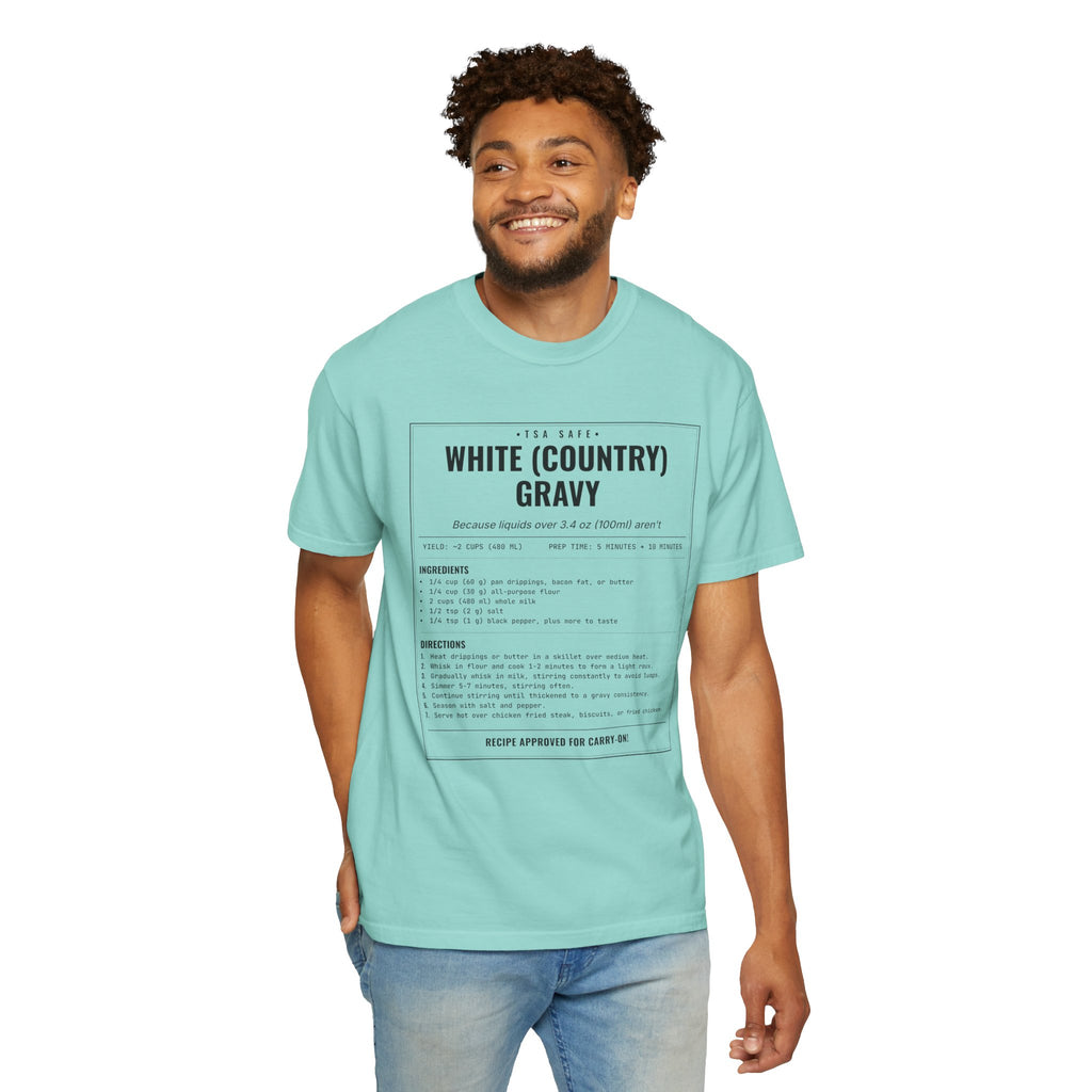 White Country Gravy | Vintage Recipe Card T-Shirt — Black Ink