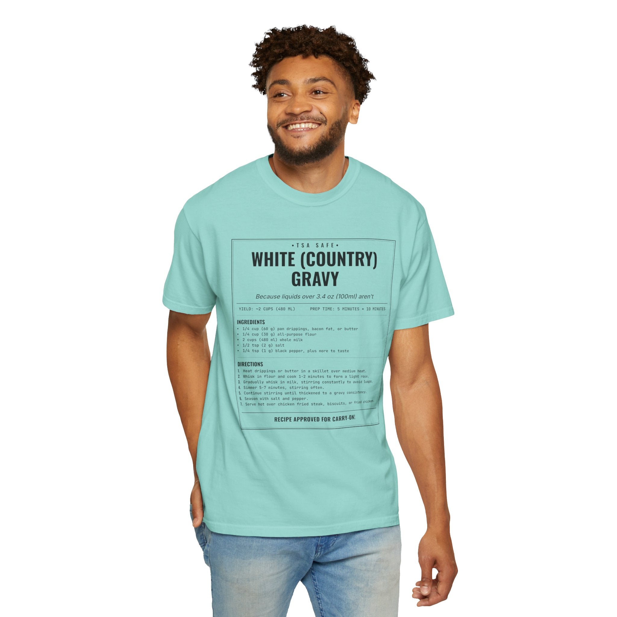 White Country Gravy | Vintage Recipe Card T-Shirt — Black Ink