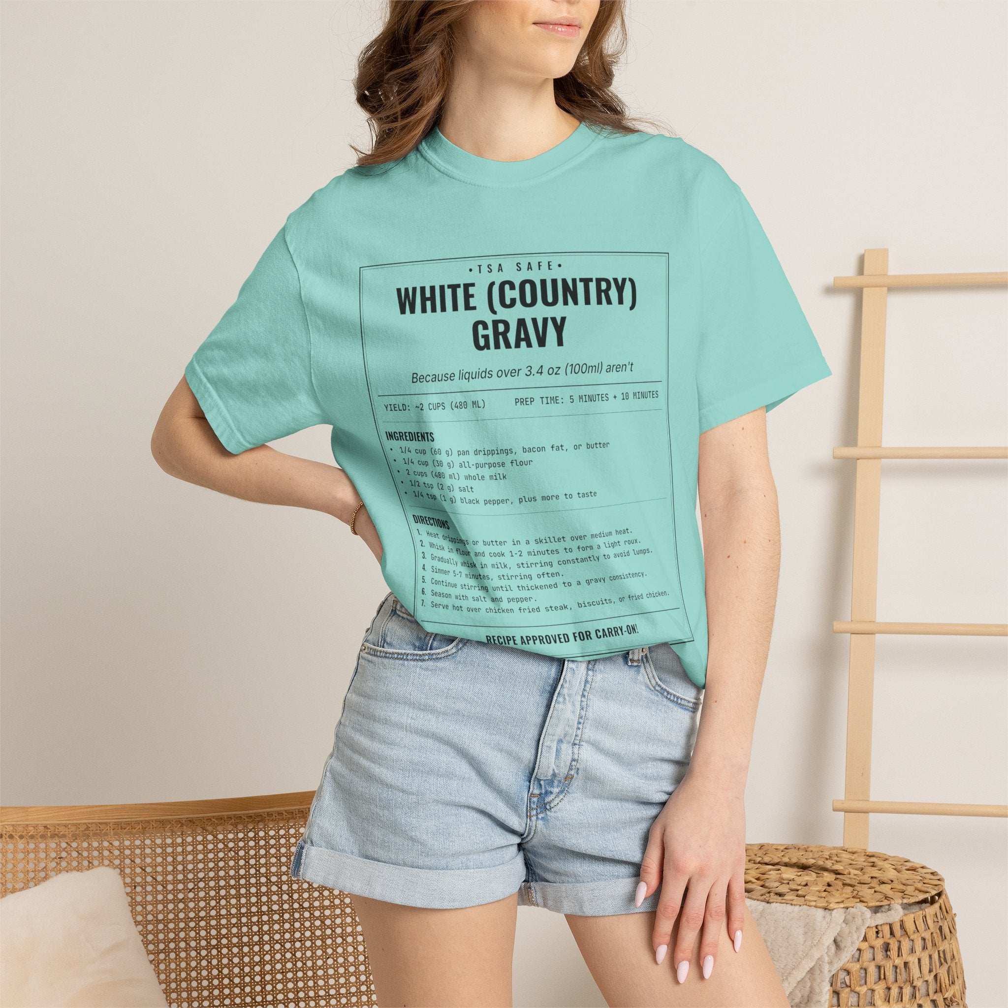 White Country Gravy | Vintage Recipe Card T-Shirt — Black Ink