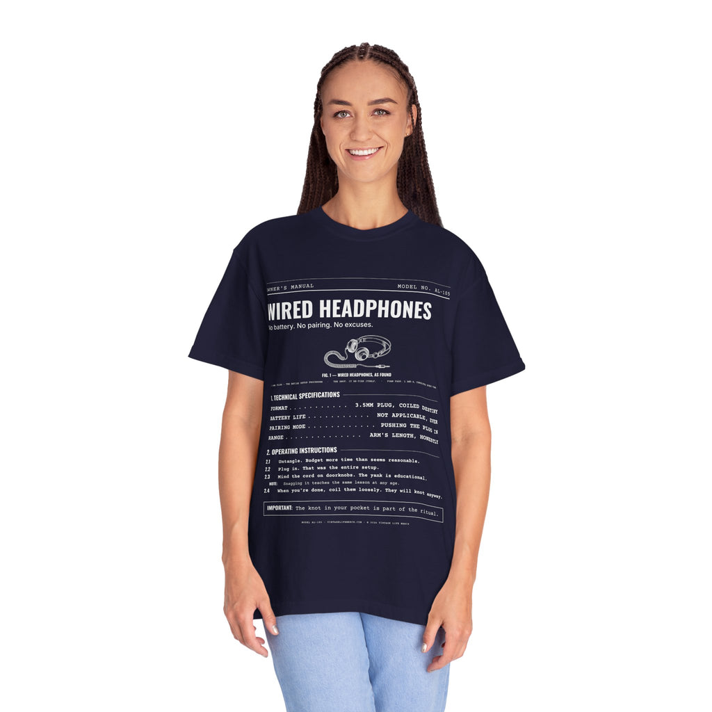 Wired Headphones Spec Sheet Shirt | Analog Life Vintage Tee