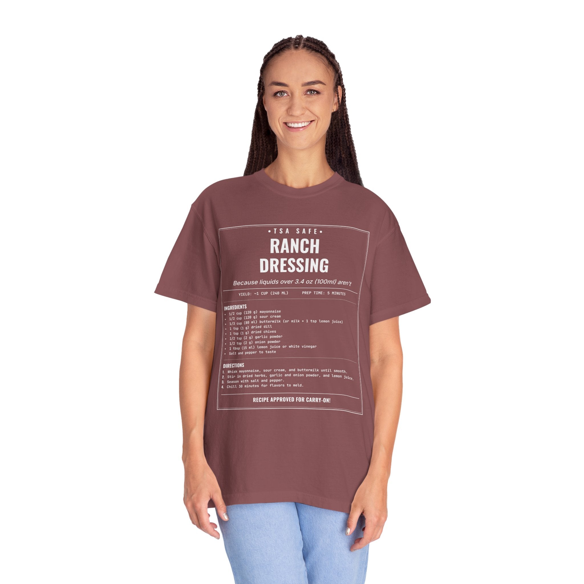TSA-Safe Ranch Dressing | Vintage Recipe Card T-Shirt — White Ink