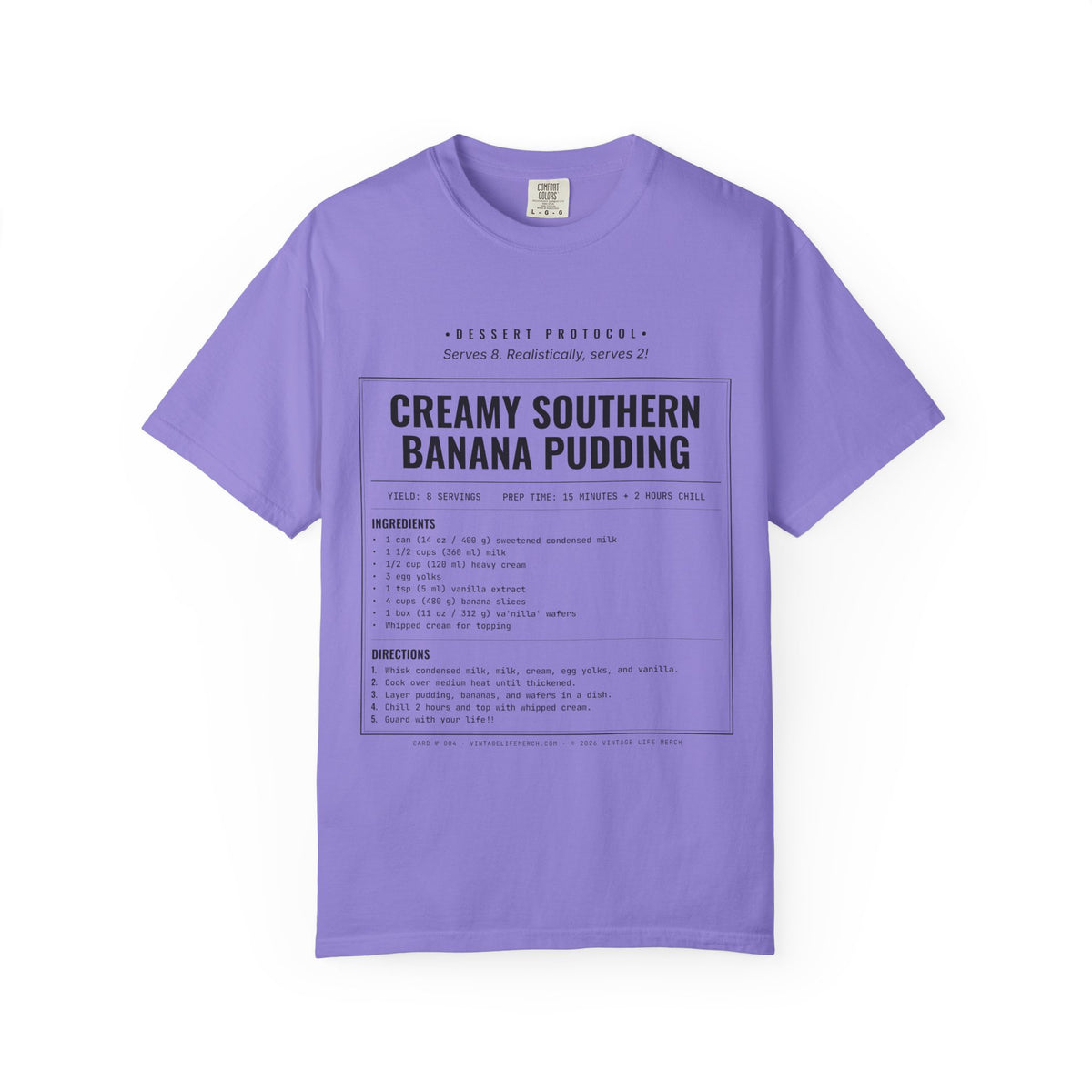 Creamy Banana Pudding Recipe Shirt | Southern Vintage Tee in Violet