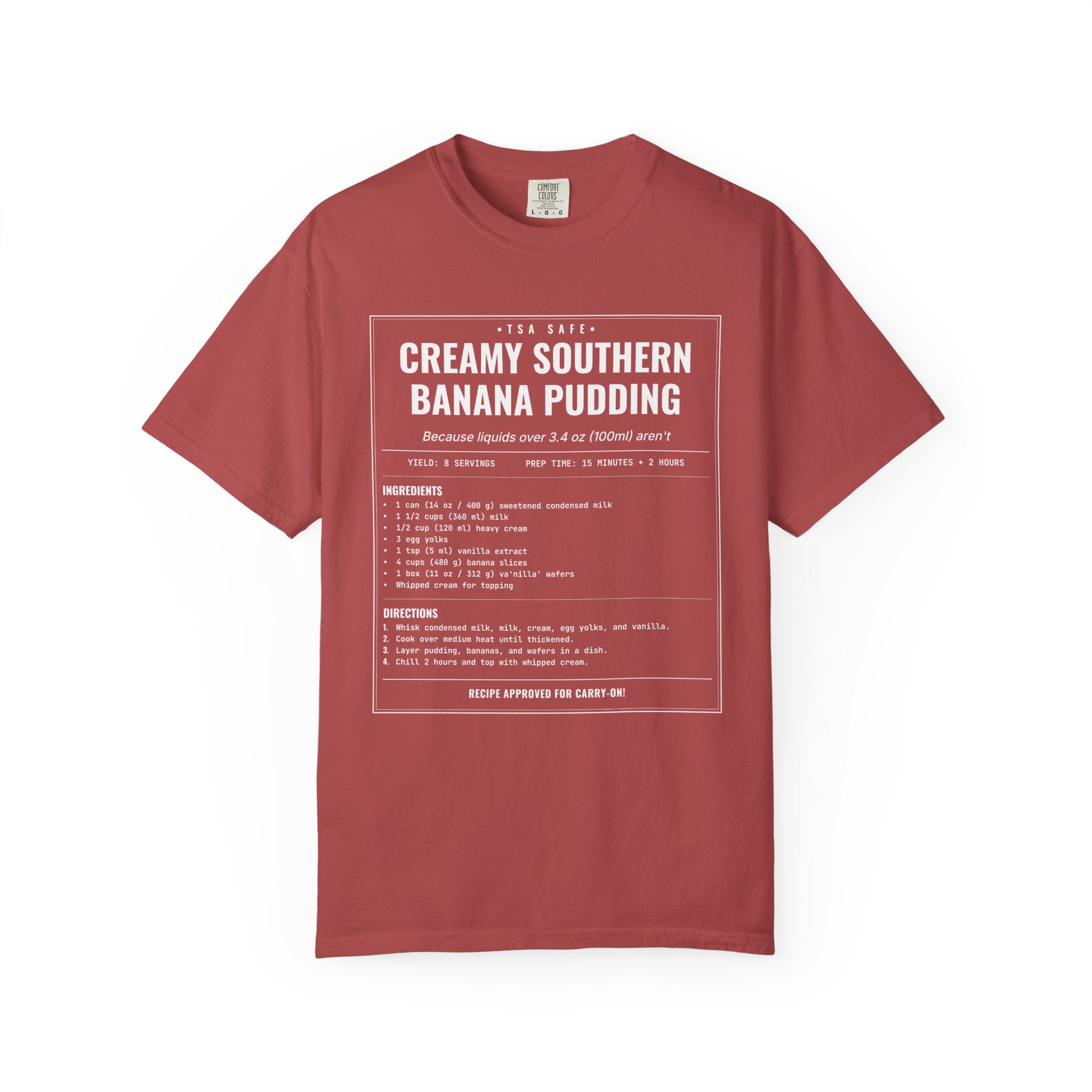 Creamy Southern Banana Pudding | Vintage Recipe Card T-Shirt — White Ink