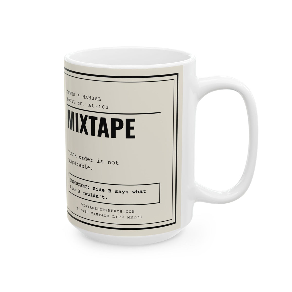 Mixtape Owner's Manual Mug | Retro Analog Life Coffee Mug