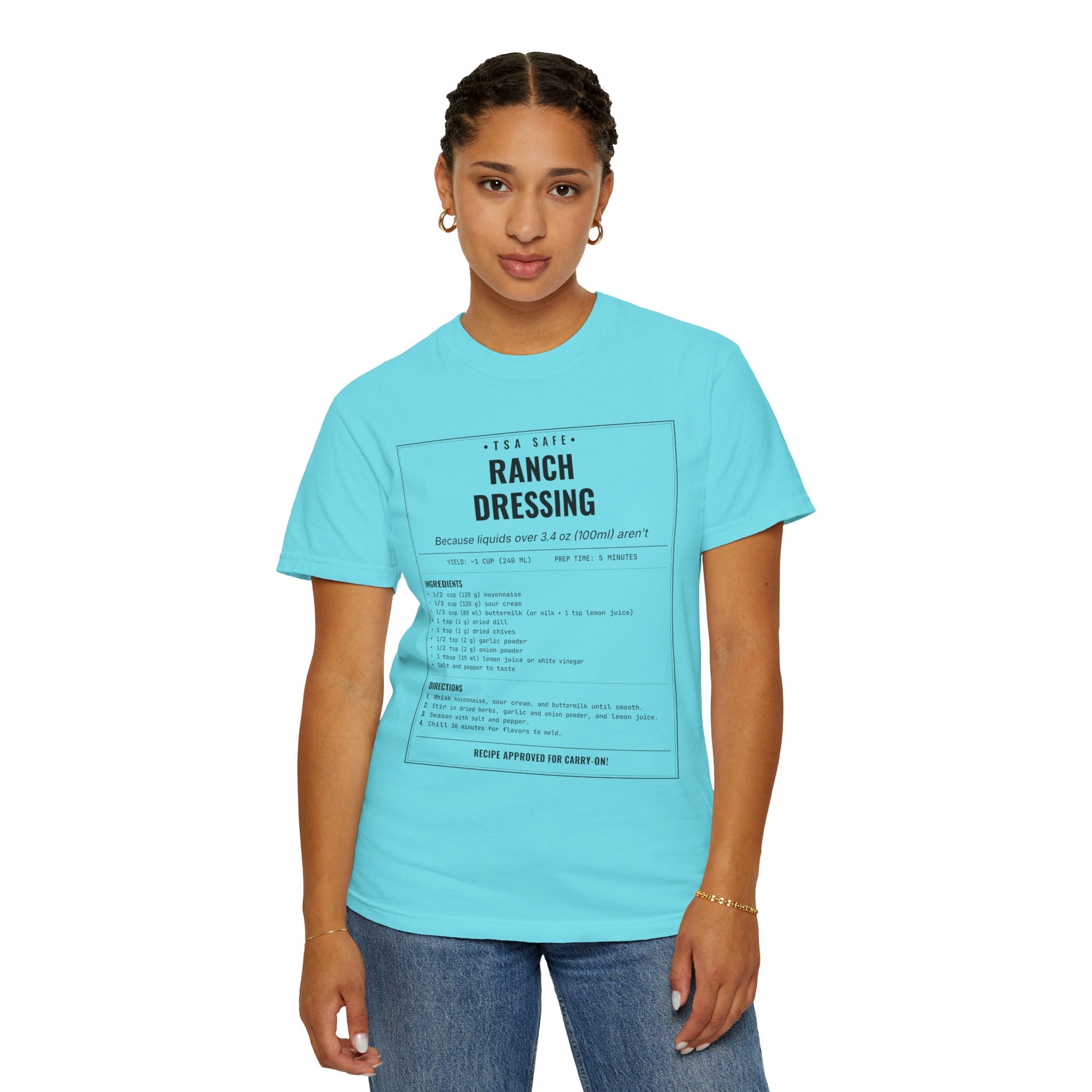 TSA-Safe Ranch Dressing | Vintage Recipe Card T-Shirt — Black Ink