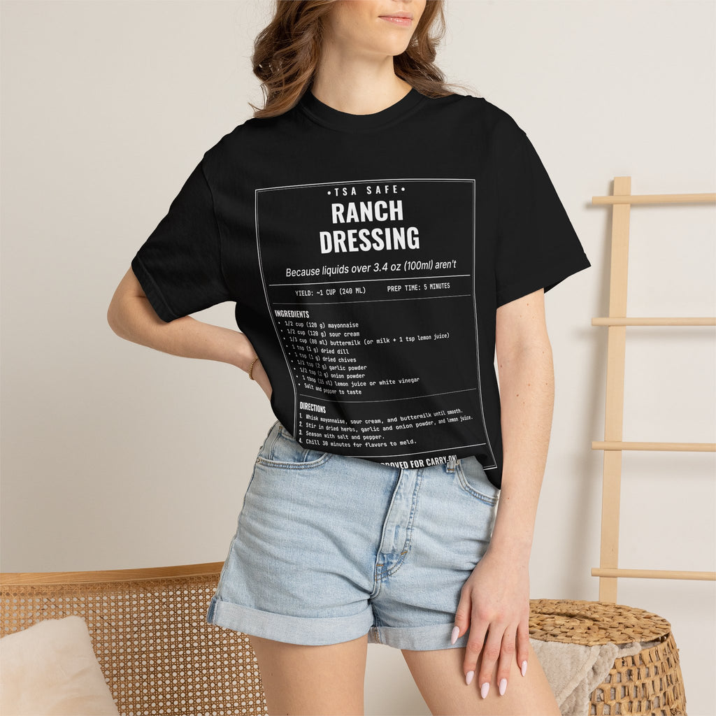 TSA-Safe Ranch Dressing | Vintage Recipe Card T-Shirt — White Ink