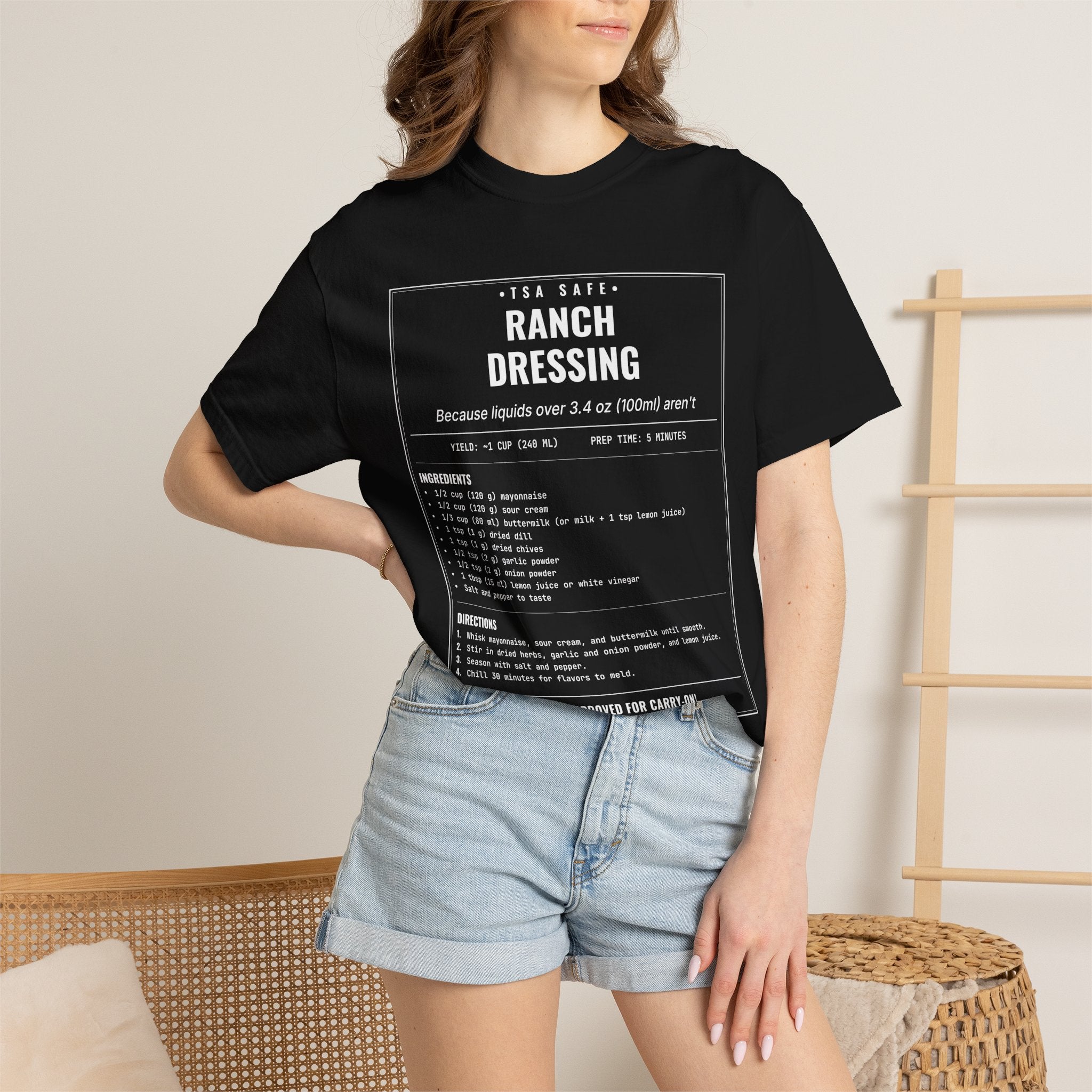 TSA-Safe Ranch Dressing | Vintage Recipe Card T-Shirt — White Ink