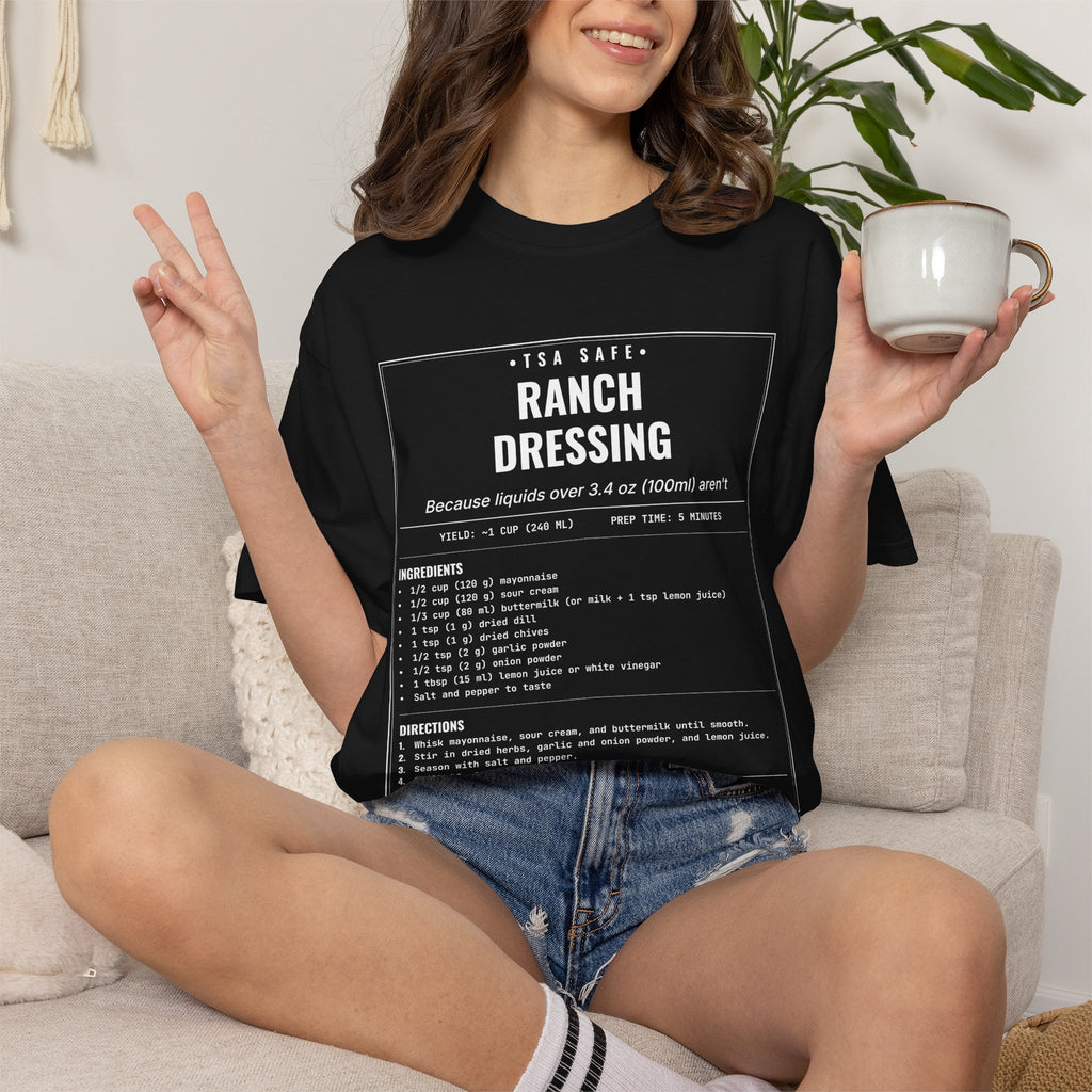 TSA-Safe Ranch Dressing | Vintage Recipe Card T-Shirt — White Ink