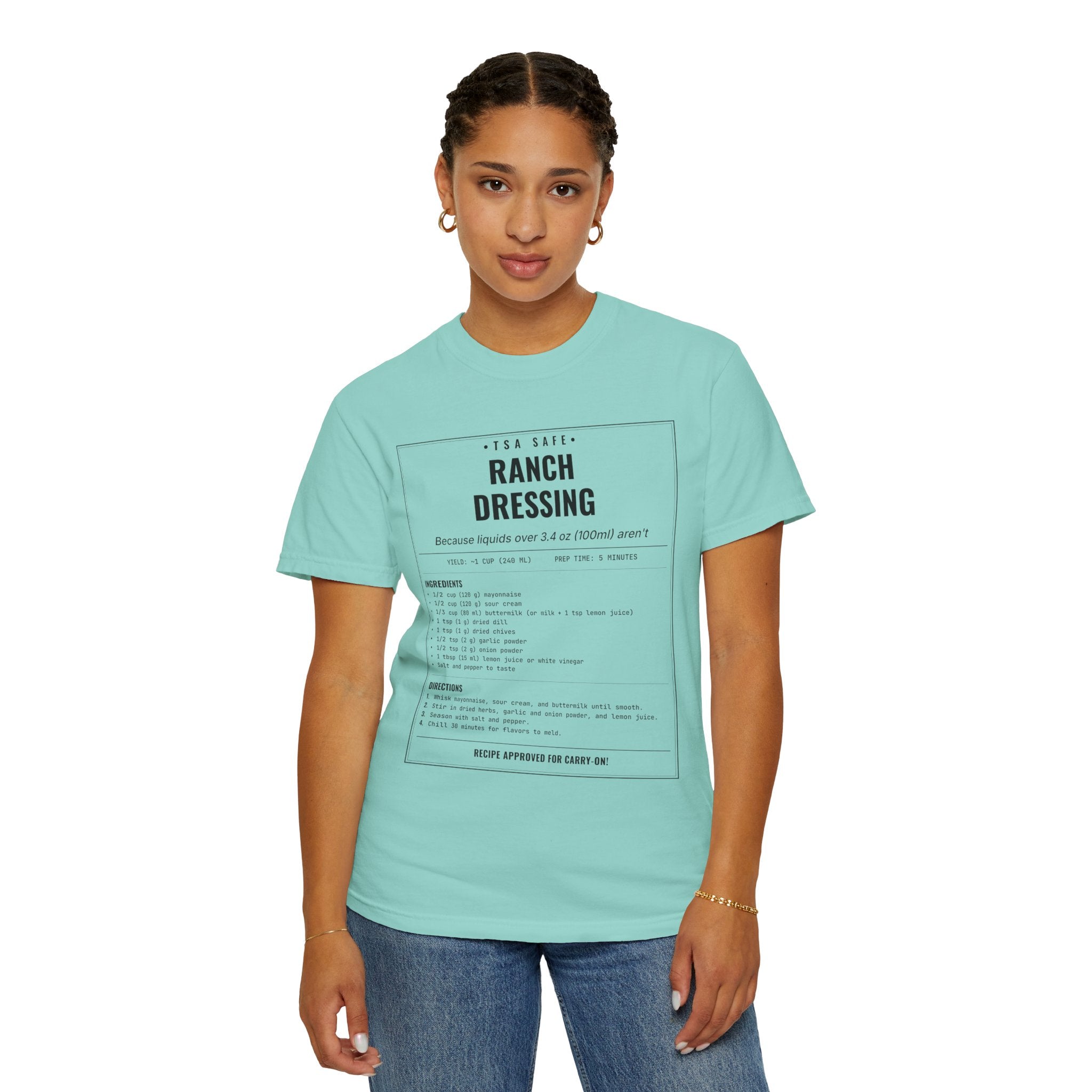 TSA-Safe Ranch Dressing | Vintage Recipe Card T-Shirt — Black Ink