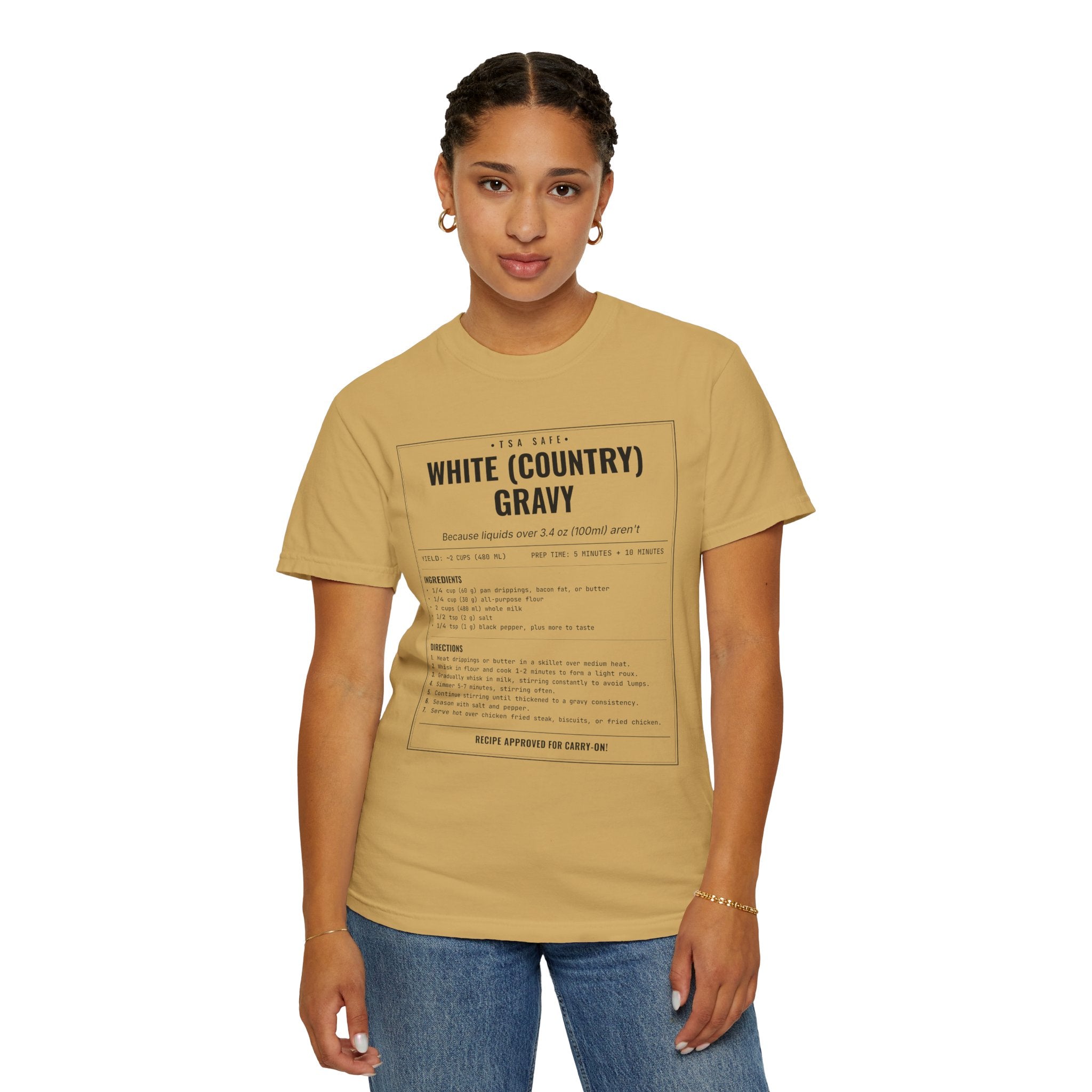 White Country Gravy | Vintage Recipe Card T-Shirt — Black Ink
