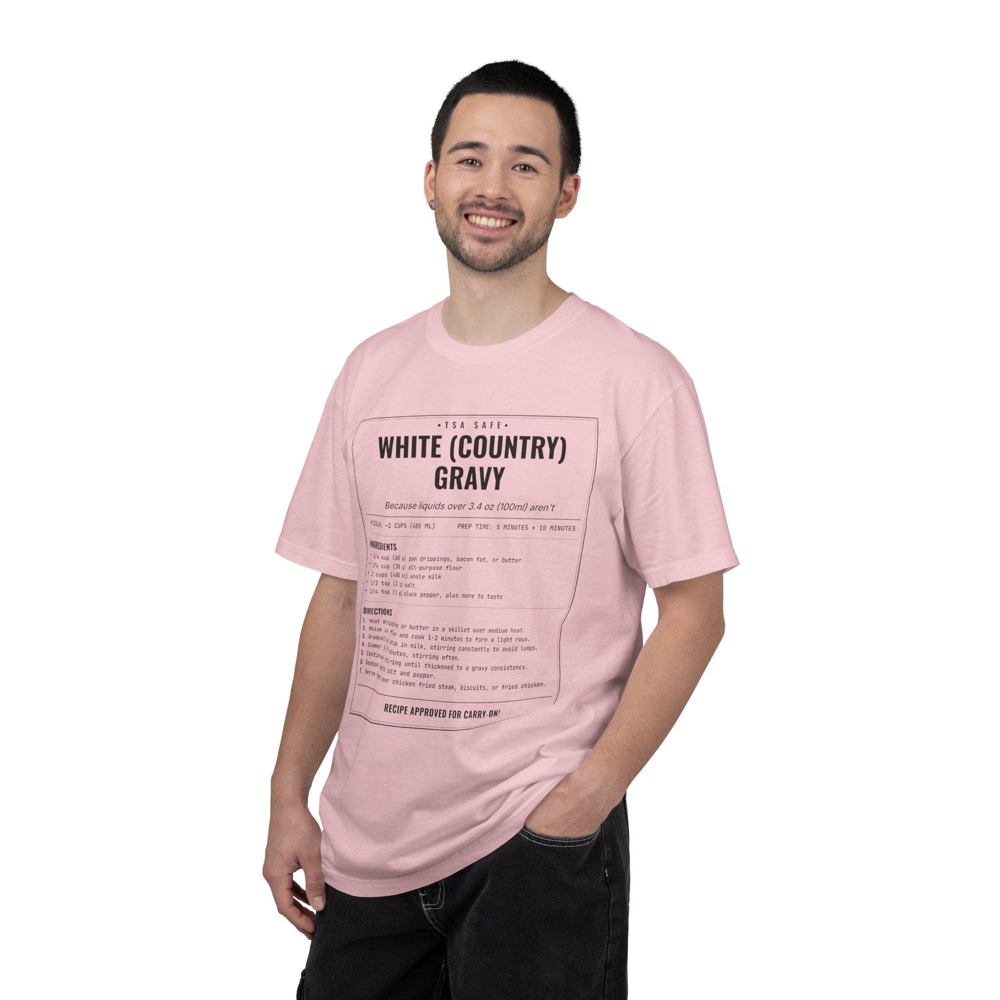 White Country Gravy | Vintage Recipe Card T-Shirt — Black Ink