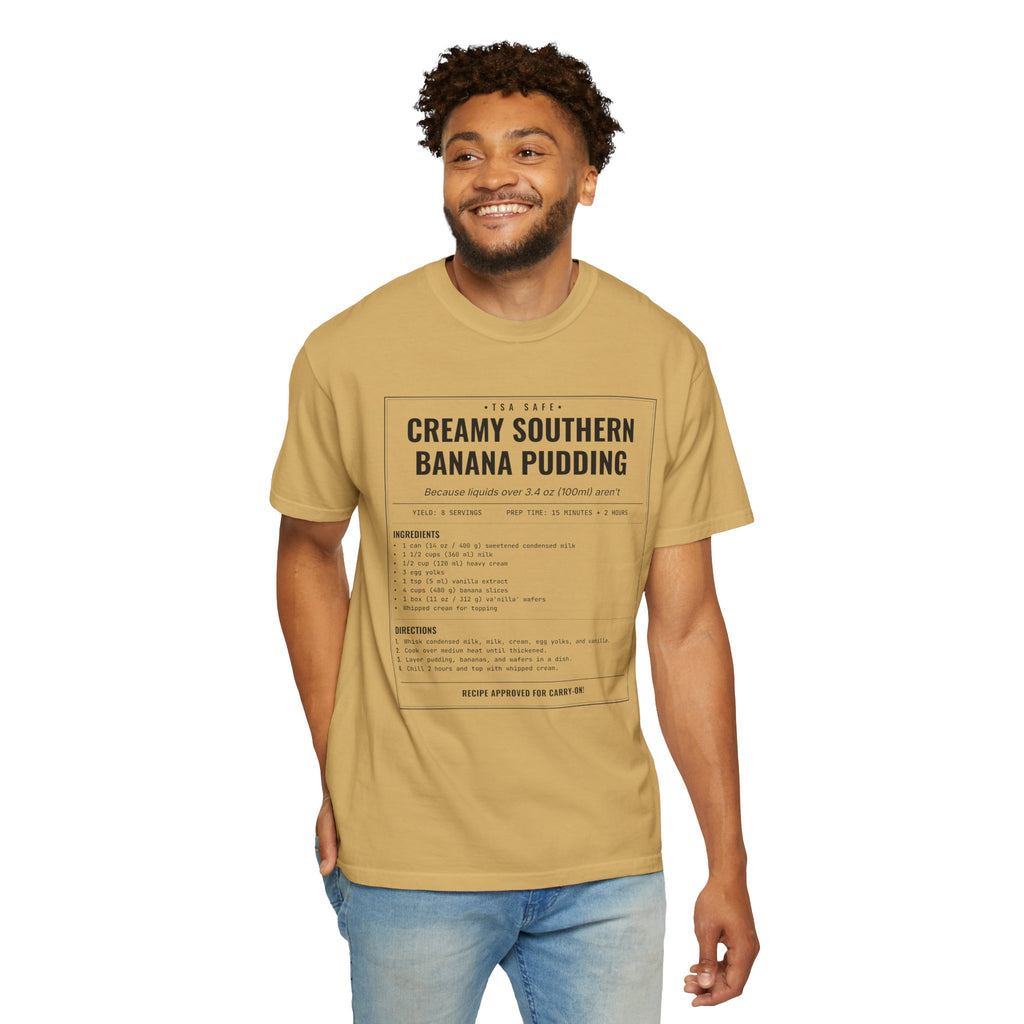 Creamy Southern Banana Pudding | Vintage Recipe Card T-Shirt — Black Ink