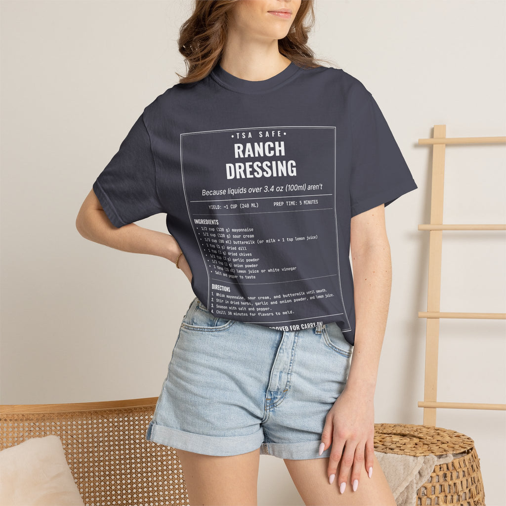 TSA-Safe Ranch Dressing | Vintage Recipe Card T-Shirt — White Ink