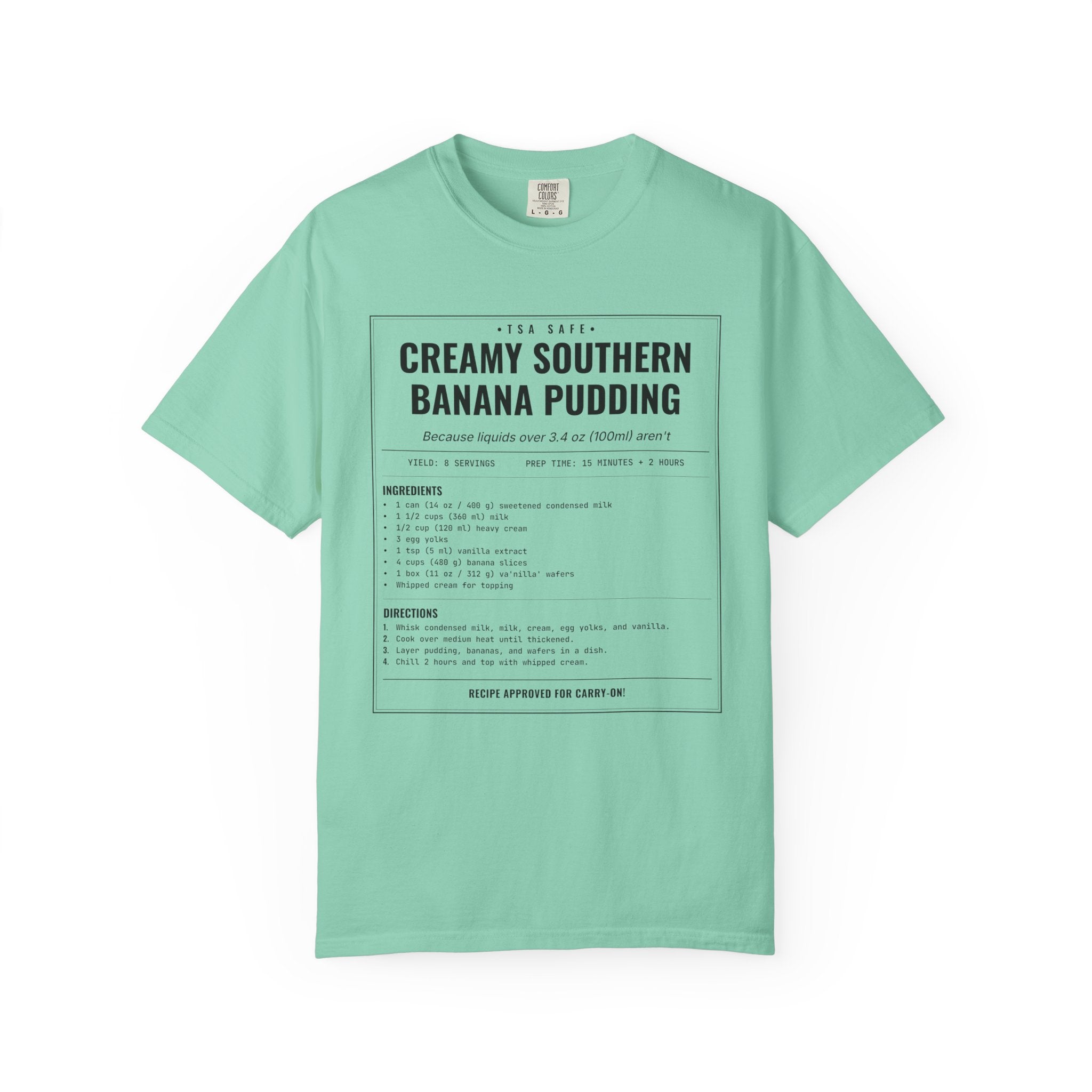Creamy Southern Banana Pudding | Vintage Recipe Card T-Shirt — Black Ink