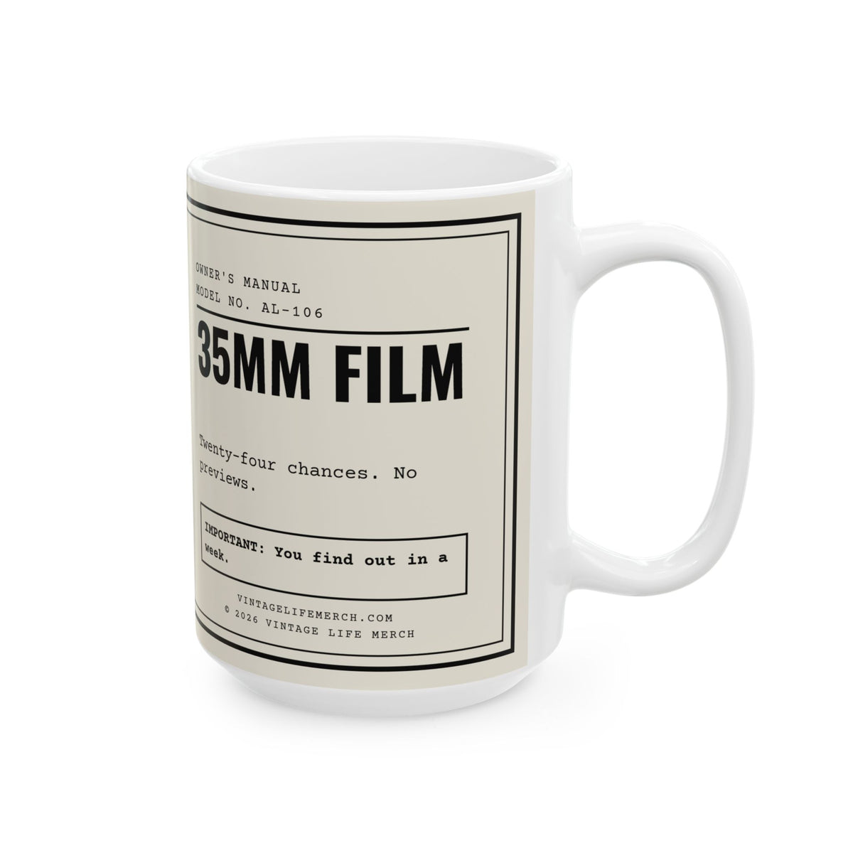 35mm Film Owner's Manual Mug | Retro Analog Life Coffee Mug