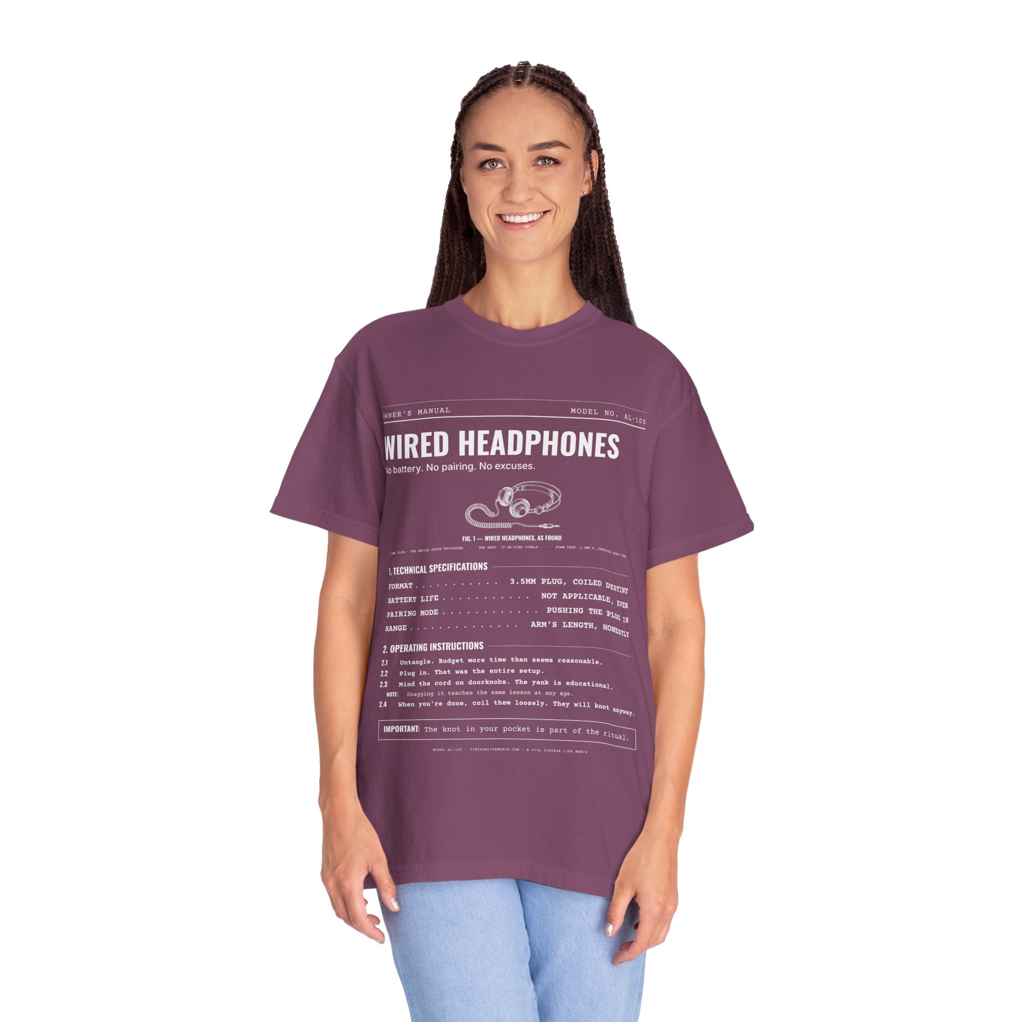 Wired Headphones Spec Sheet Shirt | Analog Life Vintage Tee