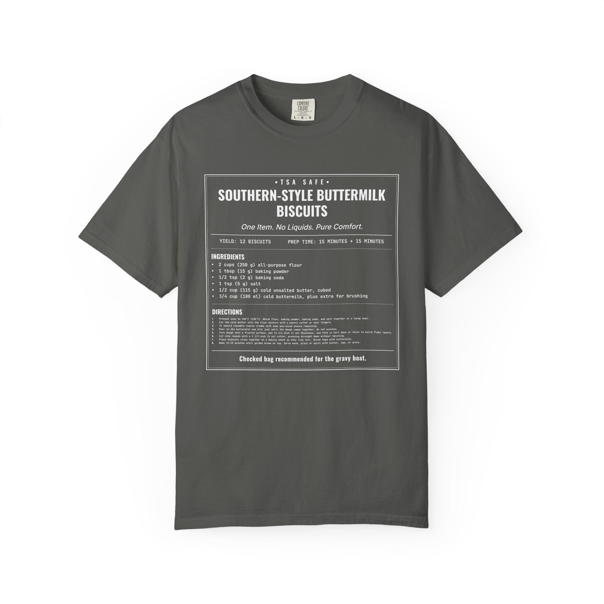 Southern Style Buttermilk Biscuits | Vintage Recipe Card T-Shirt — White Ink