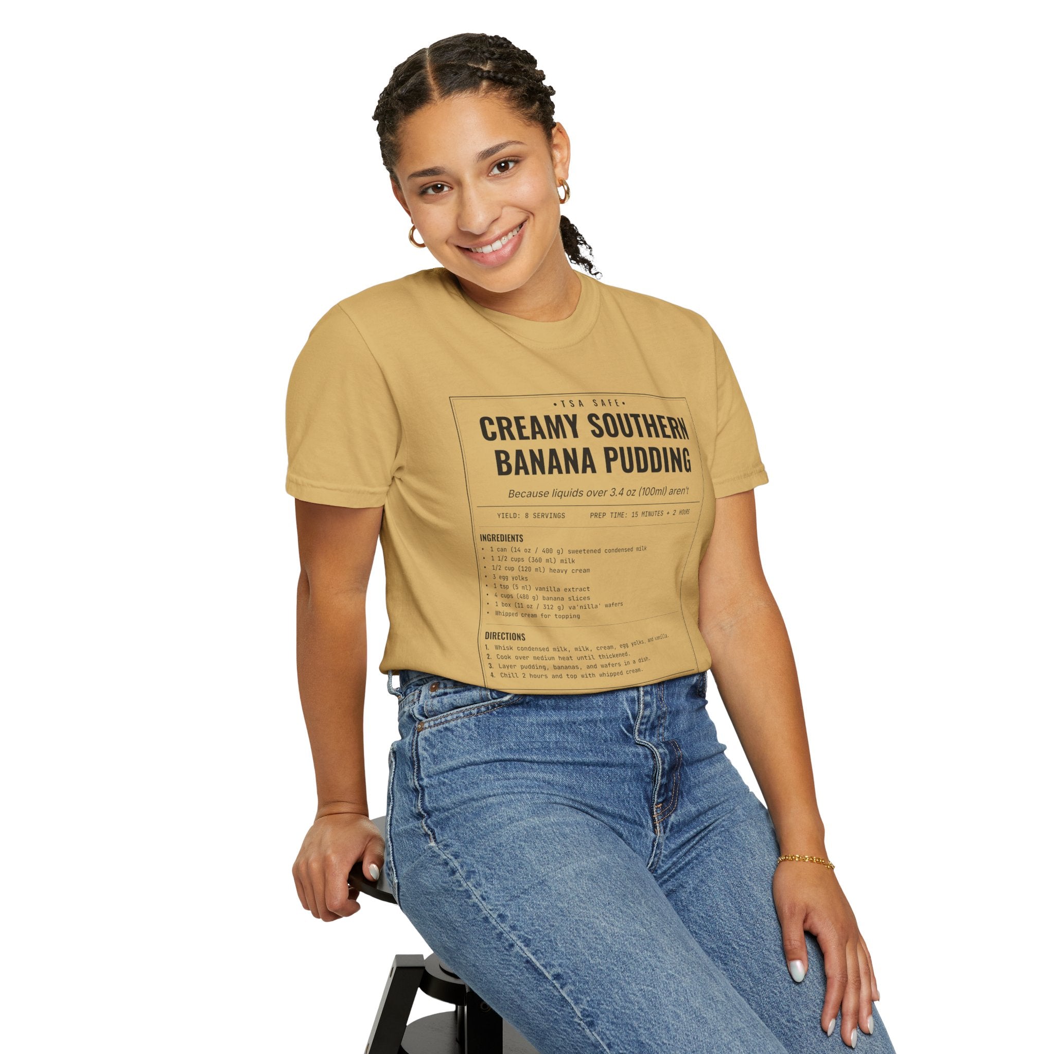 Creamy Southern Banana Pudding | Vintage Recipe Card T-Shirt — Black Ink