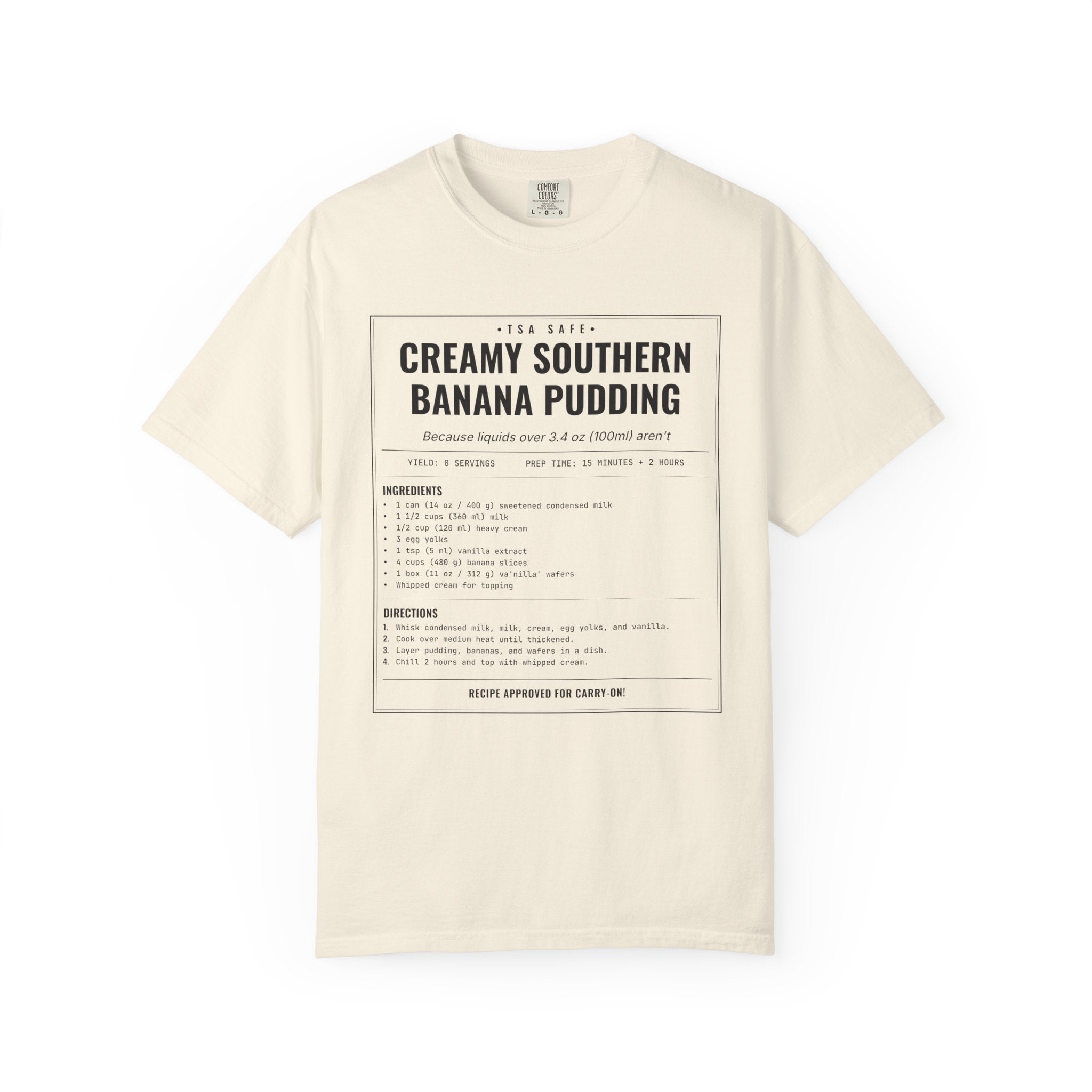 Creamy Southern Banana Pudding | Vintage Recipe Card T-Shirt — Black Ink