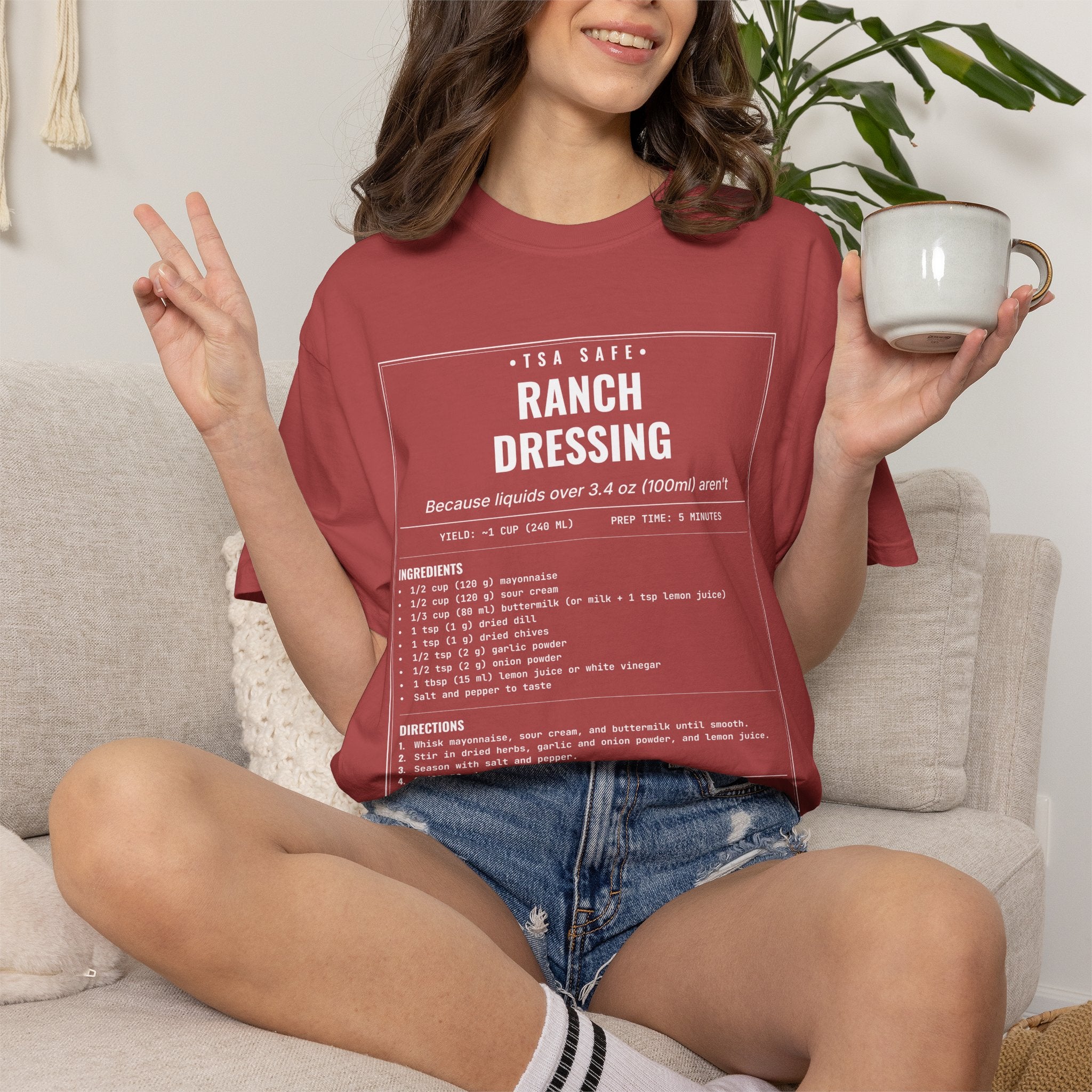 TSA-Safe Ranch Dressing | Vintage Recipe Card T-Shirt — White Ink