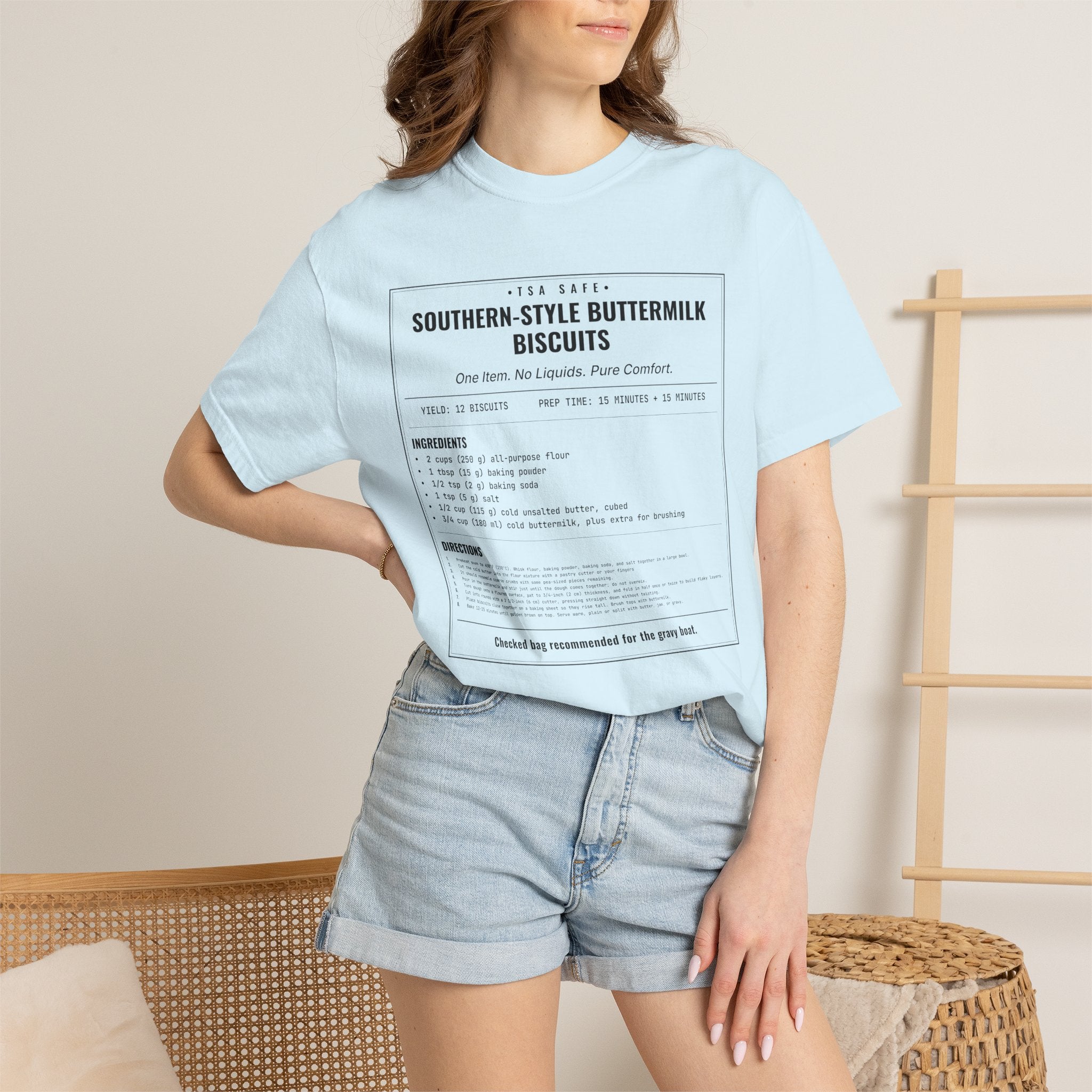 Southern Style Buttermilk Biscuits | Vintage Recipe Card T-Shirt — Black Ink