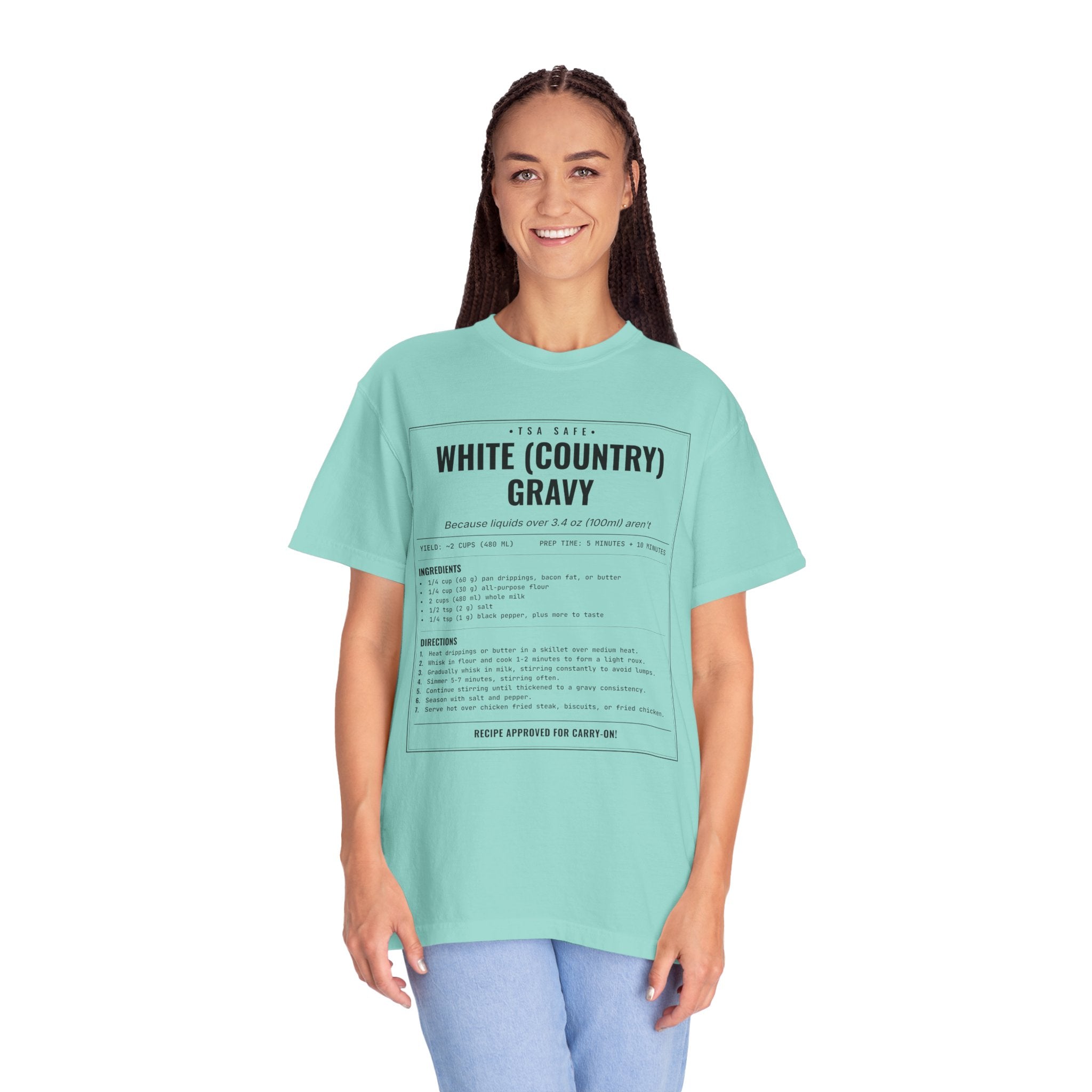 White Country Gravy | Vintage Recipe Card T-Shirt — Black Ink