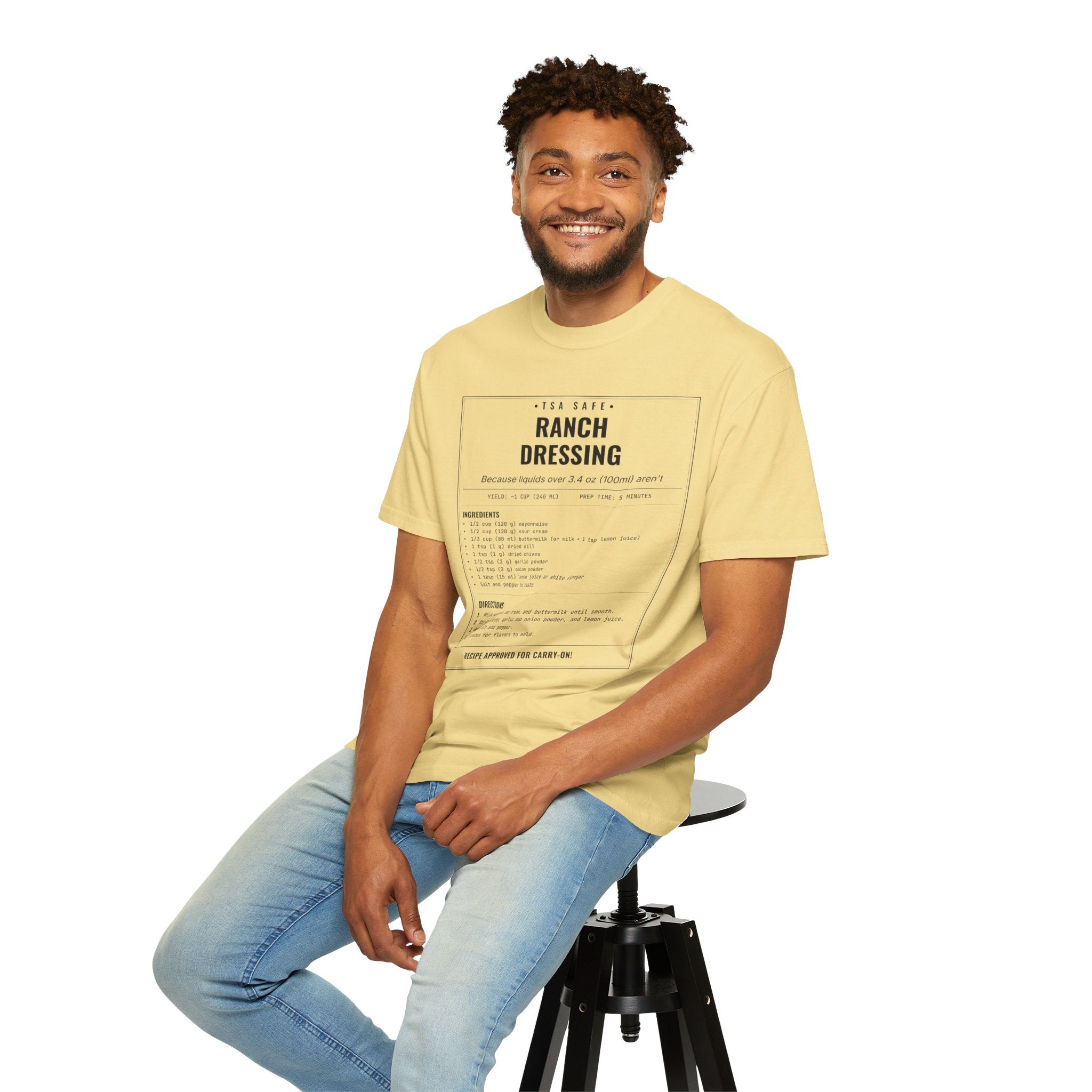 TSA-Safe Ranch Dressing | Vintage Recipe Card T-Shirt — Black Ink