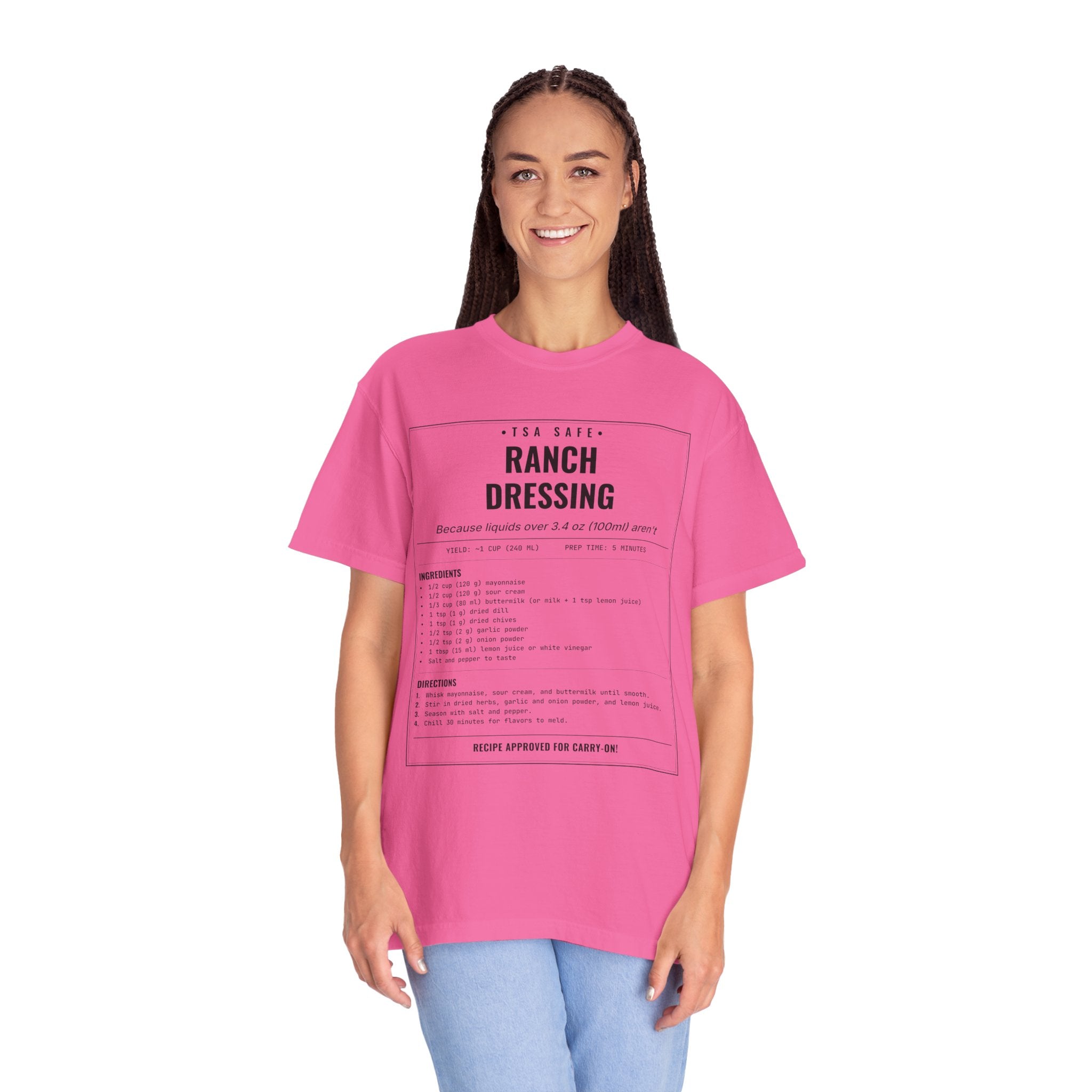 TSA-Safe Ranch Dressing | Vintage Recipe Card T-Shirt — Black Ink